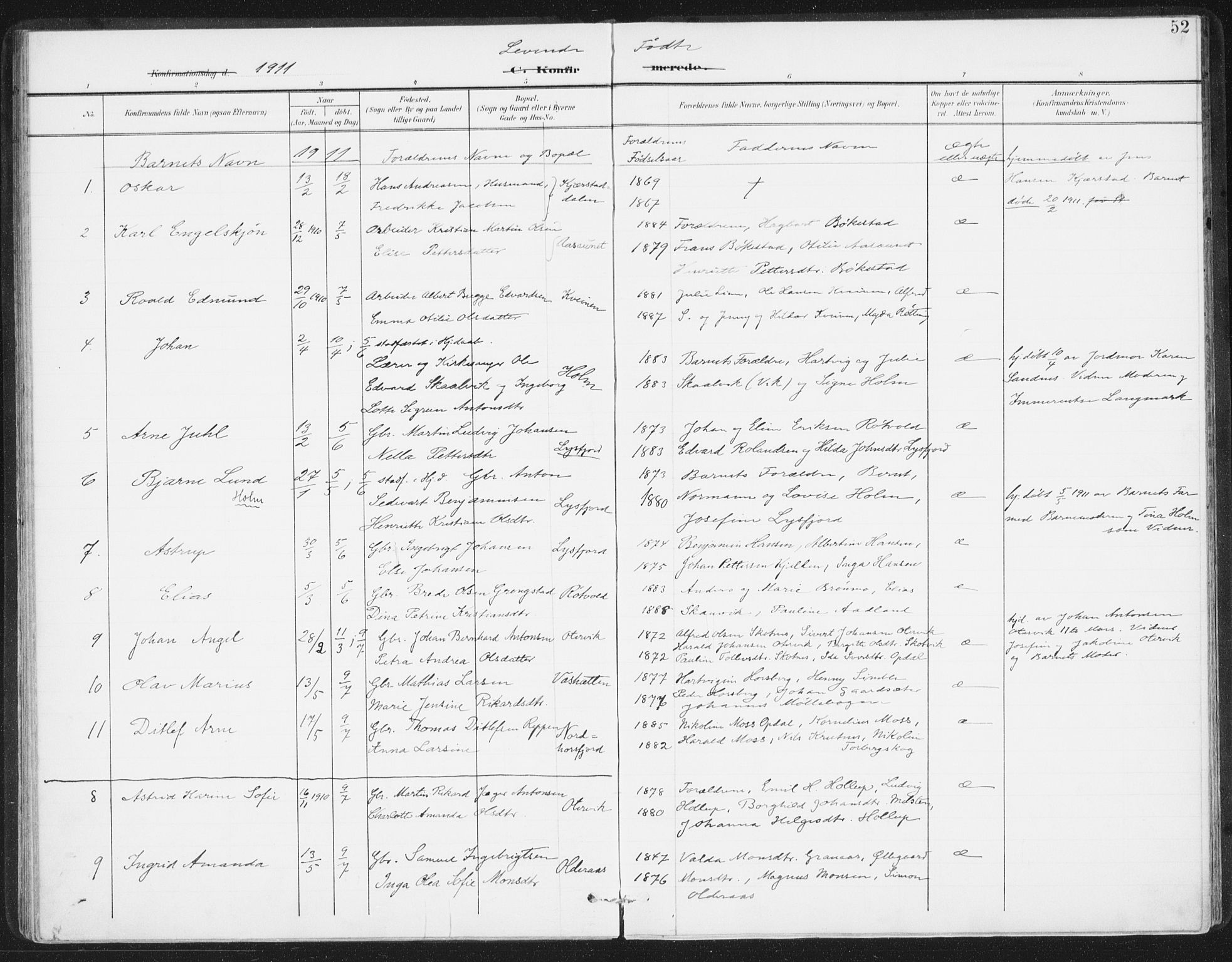 Ministerialprotokoller, klokkerbøker og fødselsregistre - Nordland, AV/SAT-A-1459/811/L0167: Parish register (official) no. 811A04, 1899-1913, p. 52