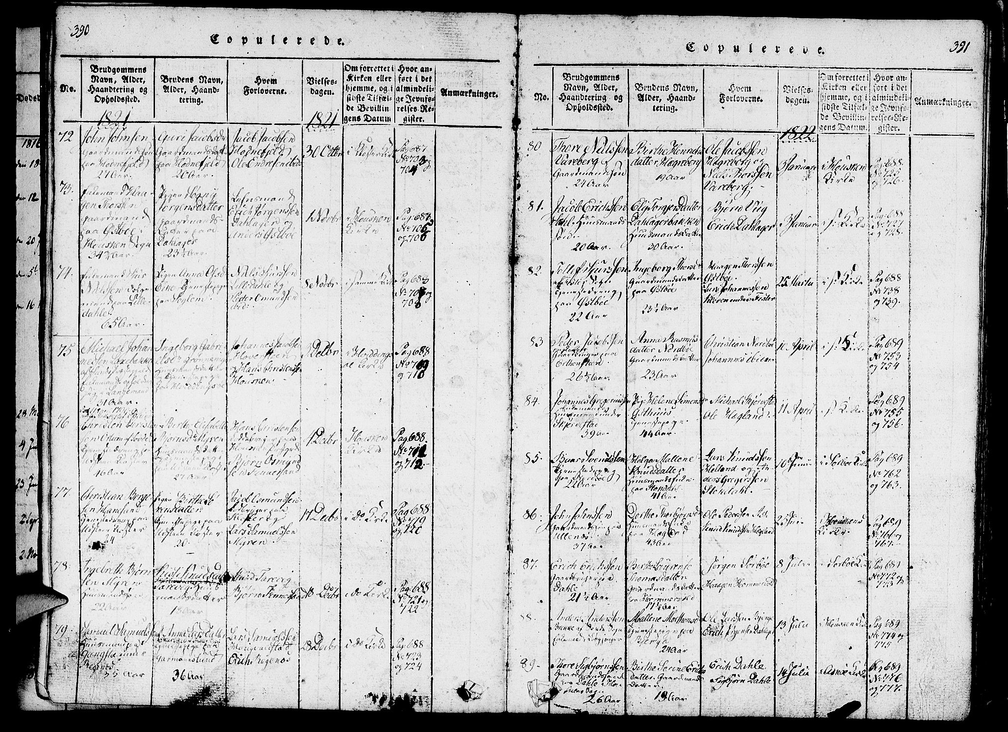 Rennesøy sokneprestkontor, SAST/A -101827/H/Ha/Haa/L0004: Parish register (official) no. A 4, 1816-1837, p. 390-391