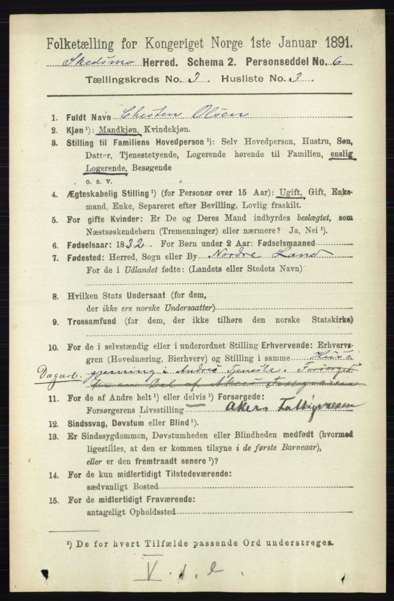 RA, 1891 census for 0231 Skedsmo, 1891, p. 1324