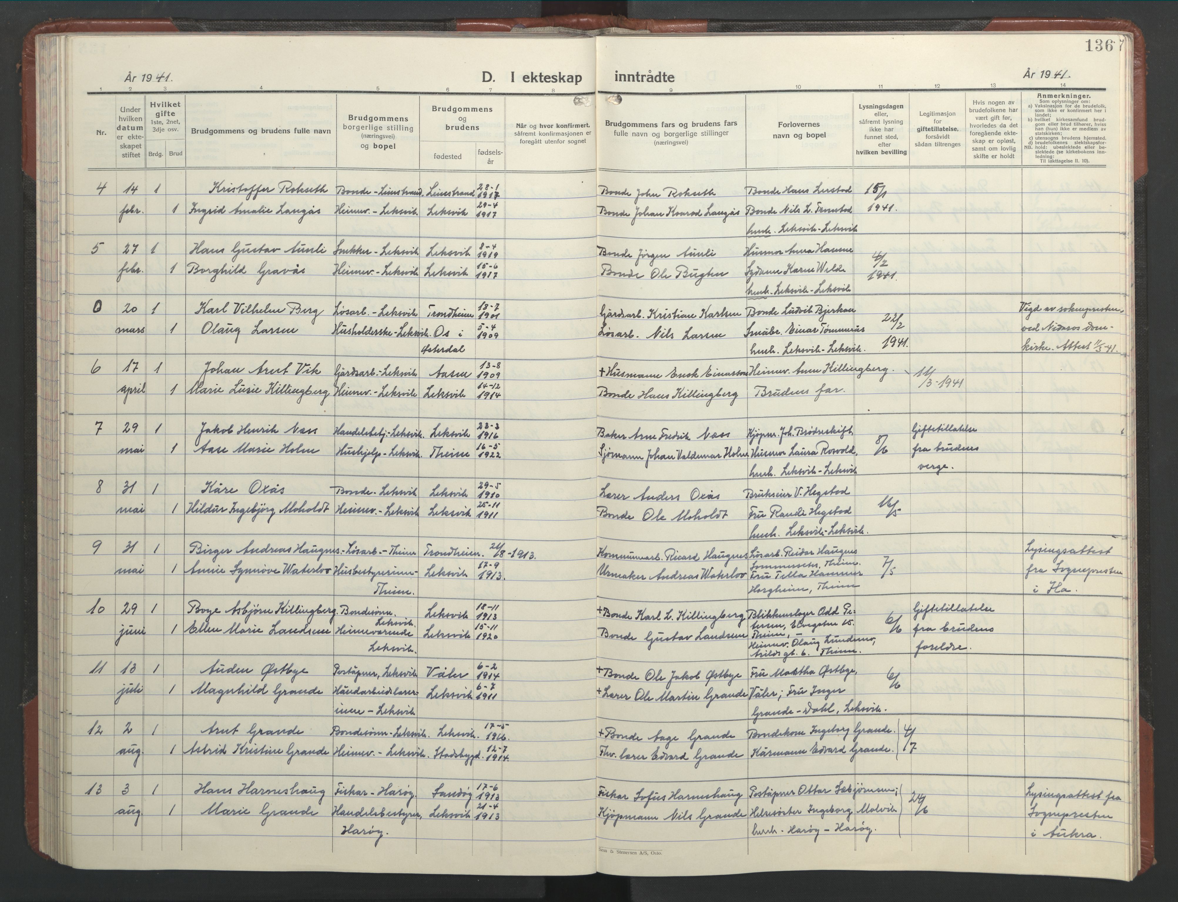 Ministerialprotokoller, klokkerbøker og fødselsregistre - Nord-Trøndelag, SAT/A-1458/701/L0019: Parish register (copy) no. 701C03, 1930-1953, p. 136