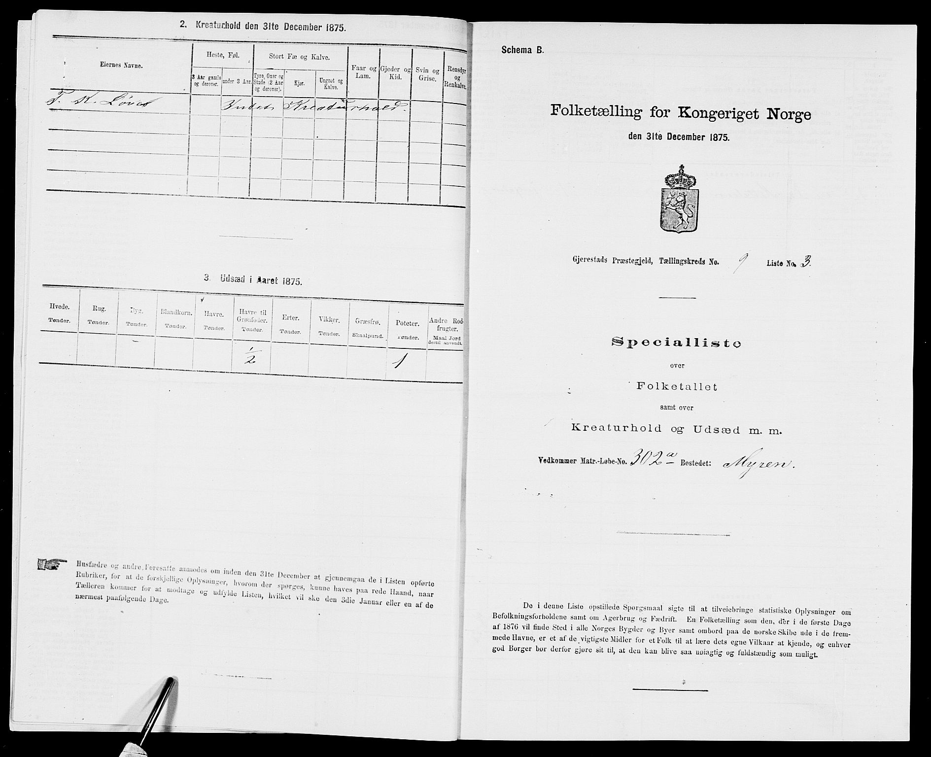 SAK, 1875 census for 0911P Gjerstad, 1875, p. 928