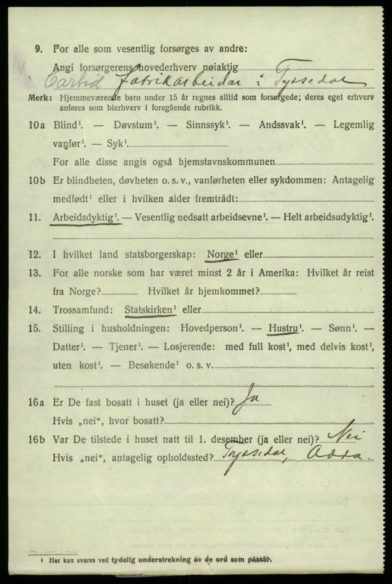 SAB, 1920 census for Ullensvang, 1920, p. 1715