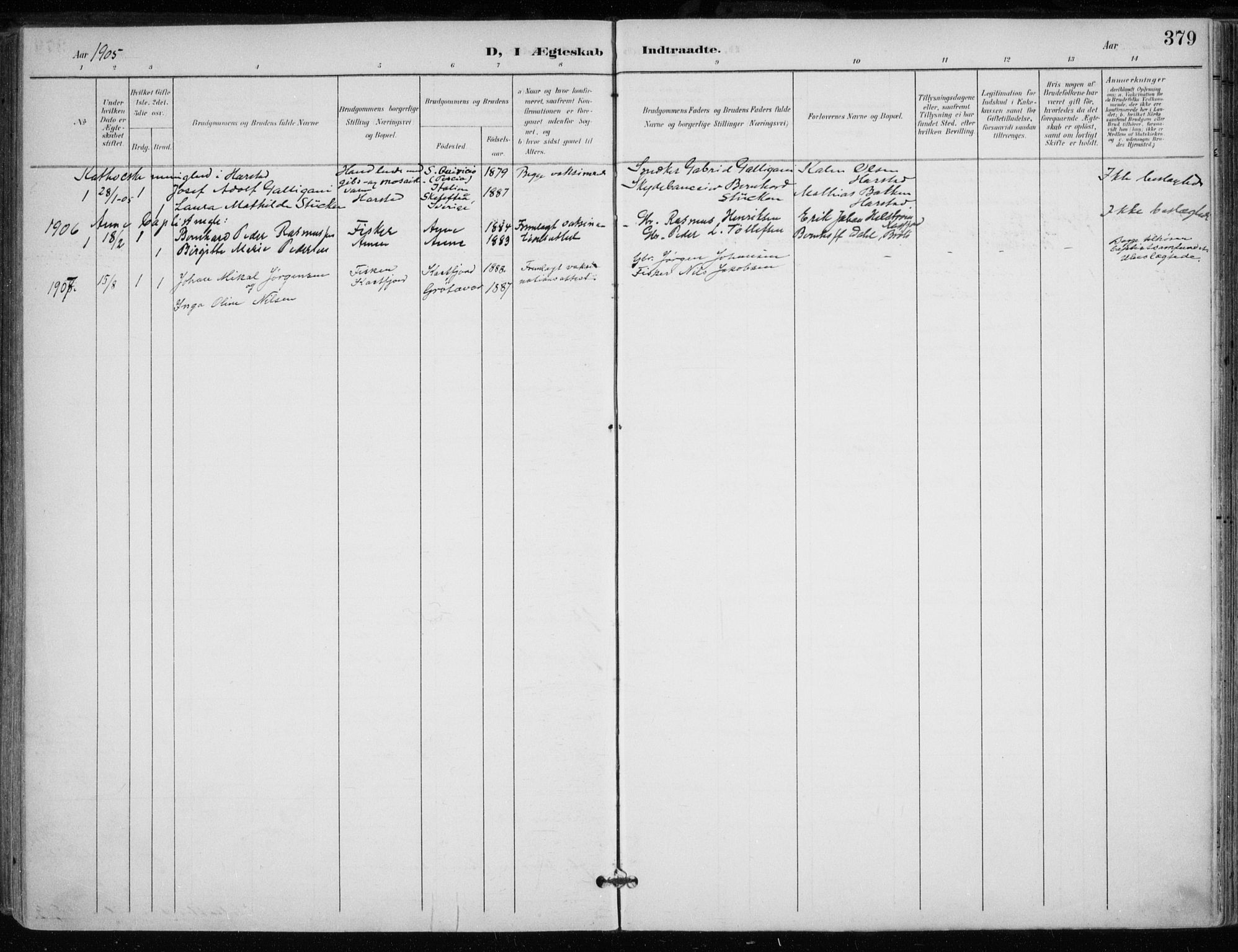 Trondenes sokneprestkontor, SATØ/S-1319/H/Ha/L0017kirke: Parish register (official) no. 17, 1899-1908, p. 379