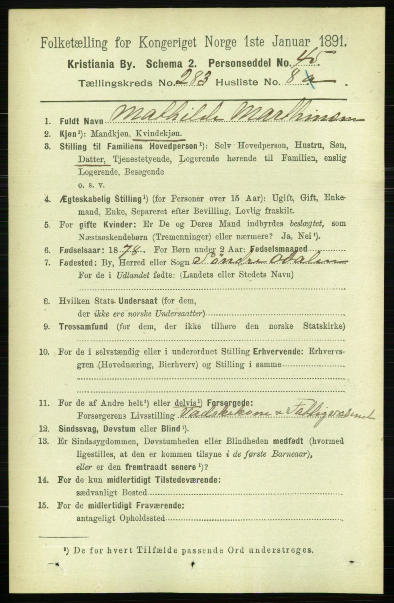 RA, 1891 census for 0301 Kristiania, 1891, p. 172879