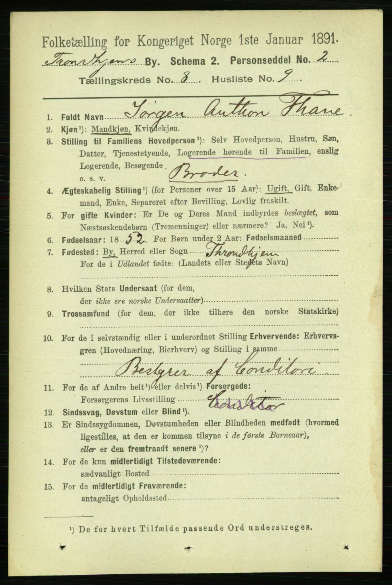 RA, 1891 census for 1601 Trondheim, 1891, p. 6858