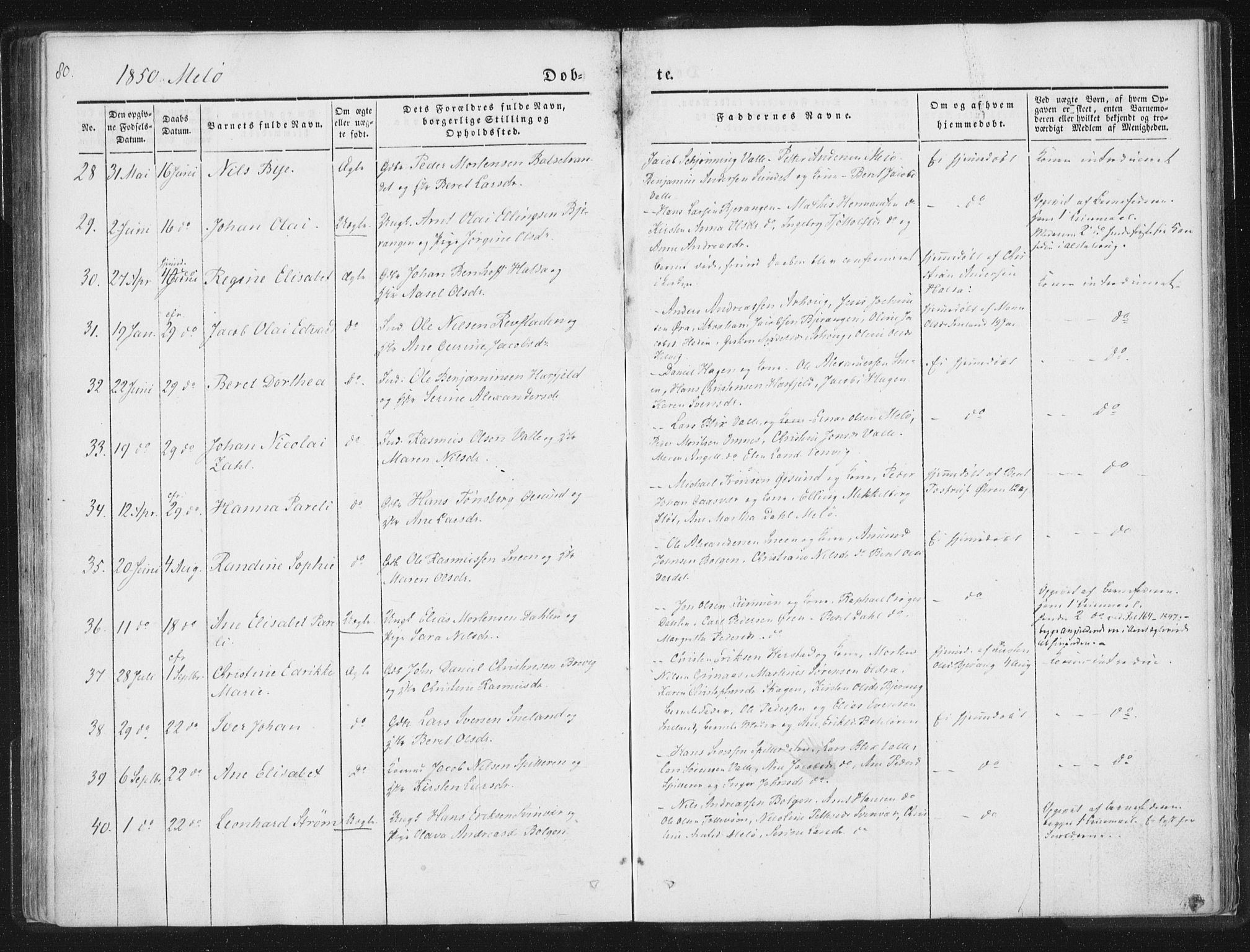 Ministerialprotokoller, klokkerbøker og fødselsregistre - Nordland, AV/SAT-A-1459/841/L0602: Parish register (official) no. 841A08 /2, 1845-1859, p. 80