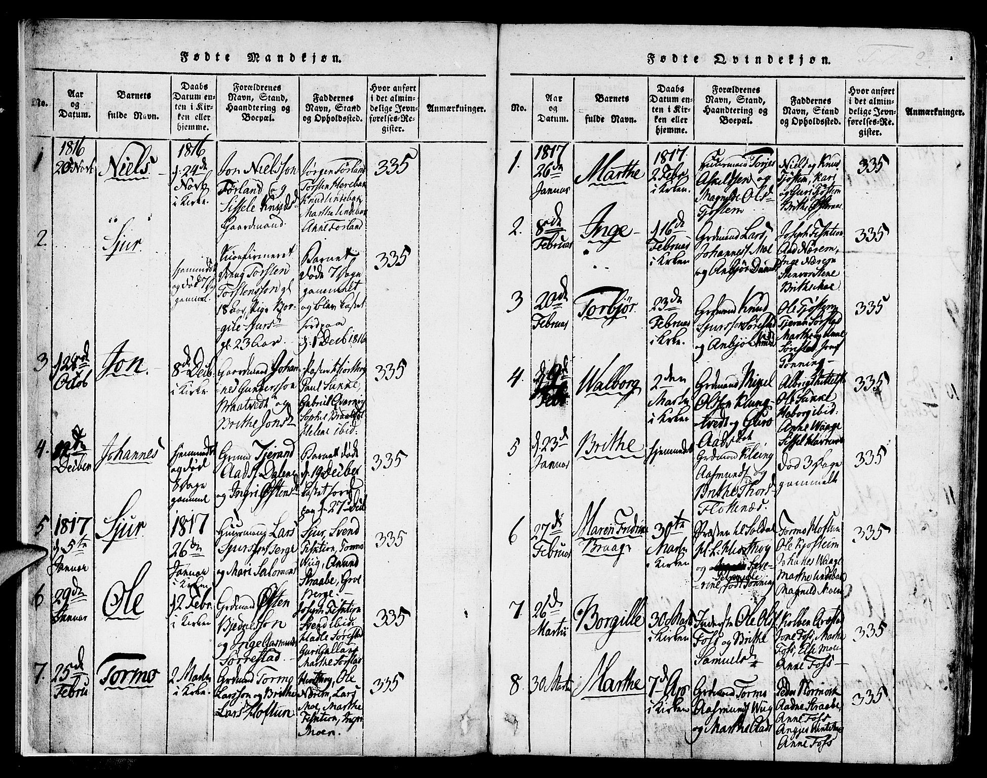 Suldal sokneprestkontor, SAST/A-101845/01/IV/L0006: Parish register (official) no. A 6, 1816-1836, p. 2