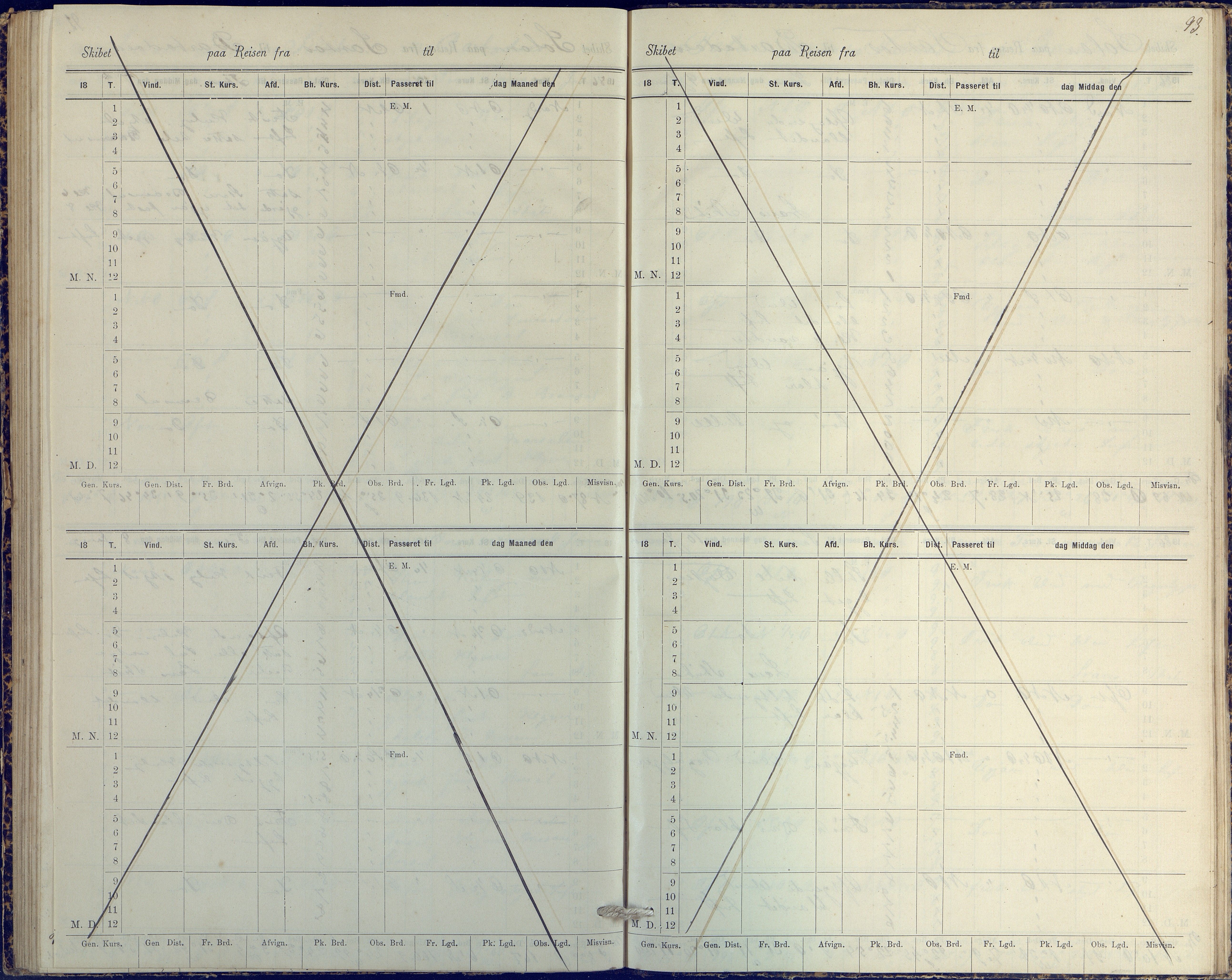 Fartøysarkivet, AAKS/PA-1934/F/L0331/0003: Solon (fregatt) / Solon (fregatt) skipsjournal 1884-1885, 1884-1885, p. 93