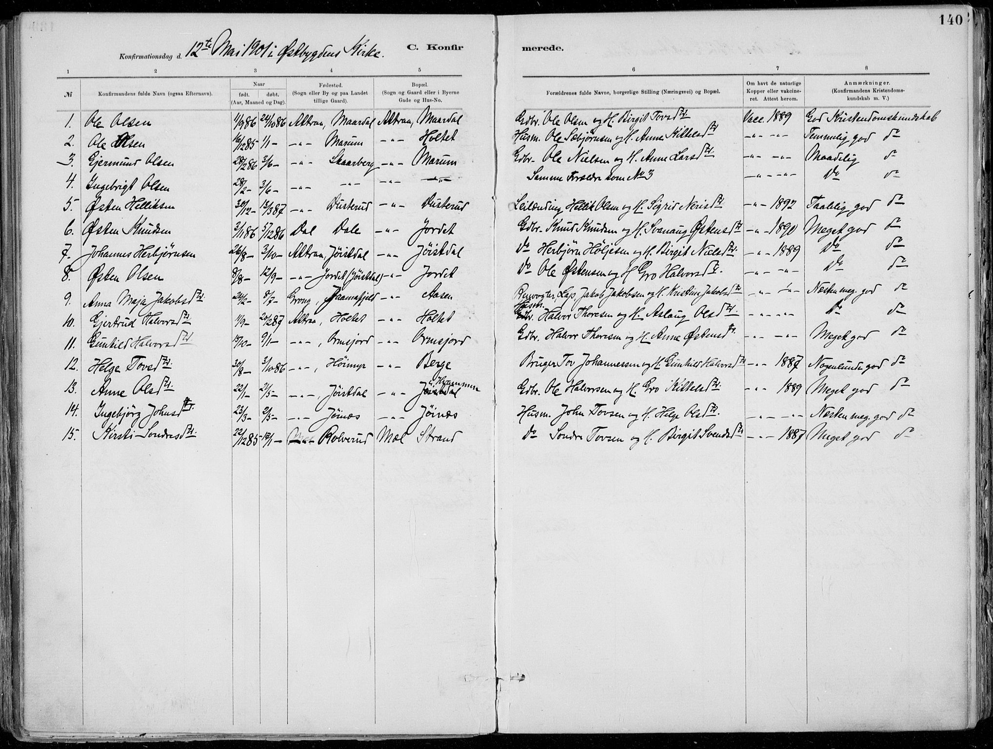 Tinn kirkebøker, SAKO/A-308/F/Fa/L0007: Parish register (official) no. I 7, 1878-1922, p. 140