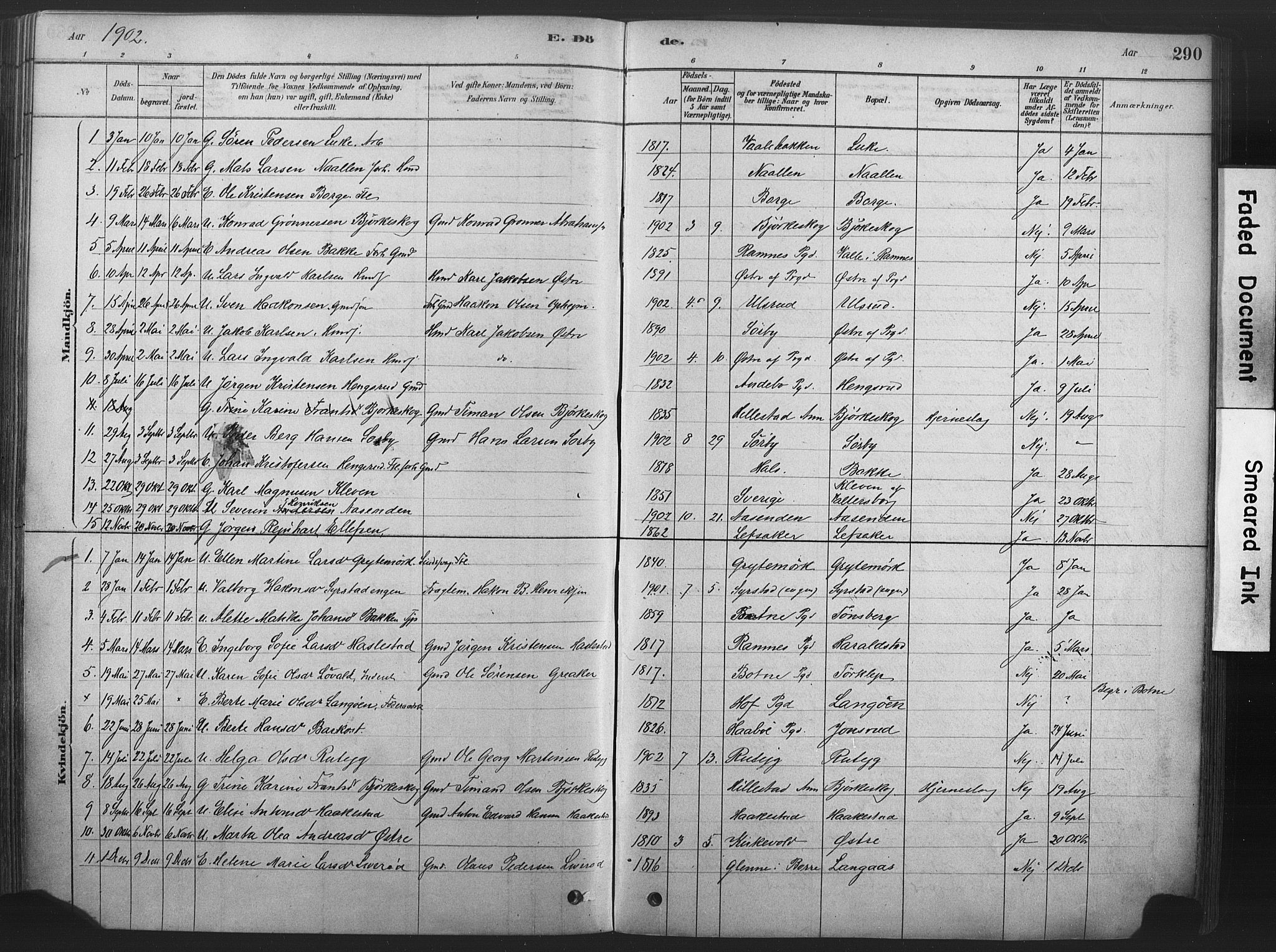 Våle kirkebøker, AV/SAKO-A-334/F/Fa/L0011: Parish register (official) no. I 11, 1878-1906, p. 290