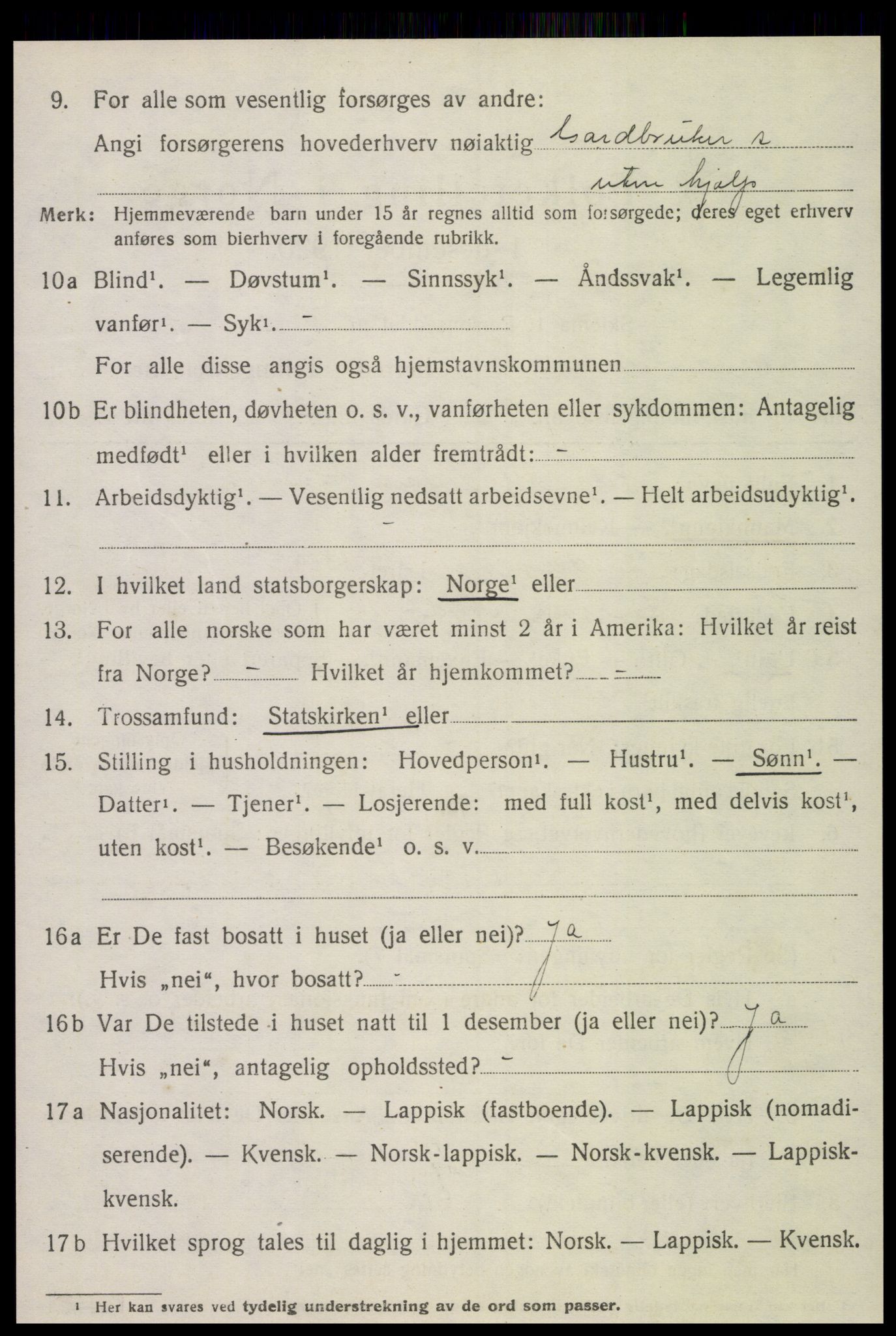 SAT, 1920 census for Leksvik, 1920, p. 3497