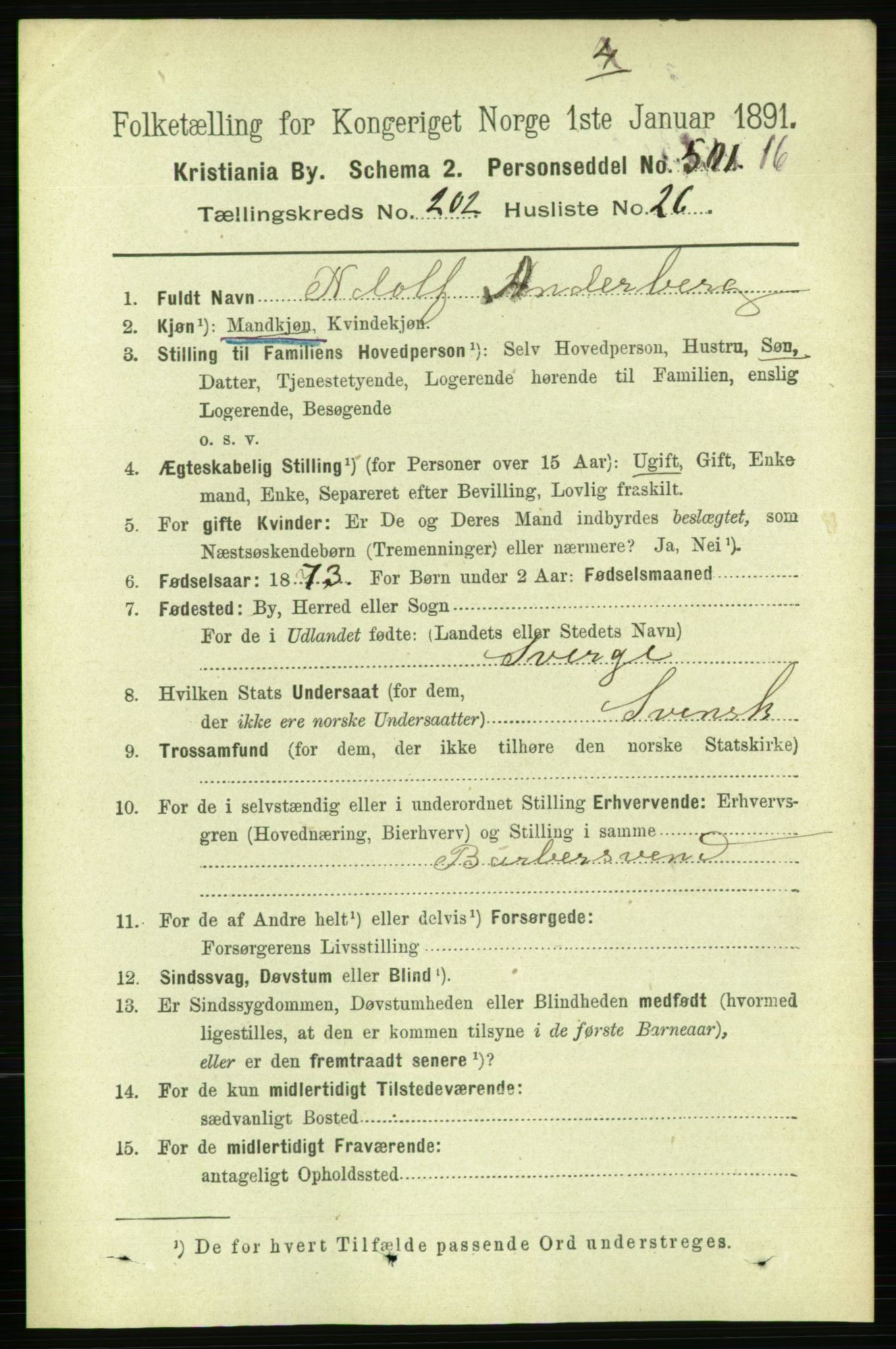 RA, 1891 census for 0301 Kristiania, 1891, p. 122029