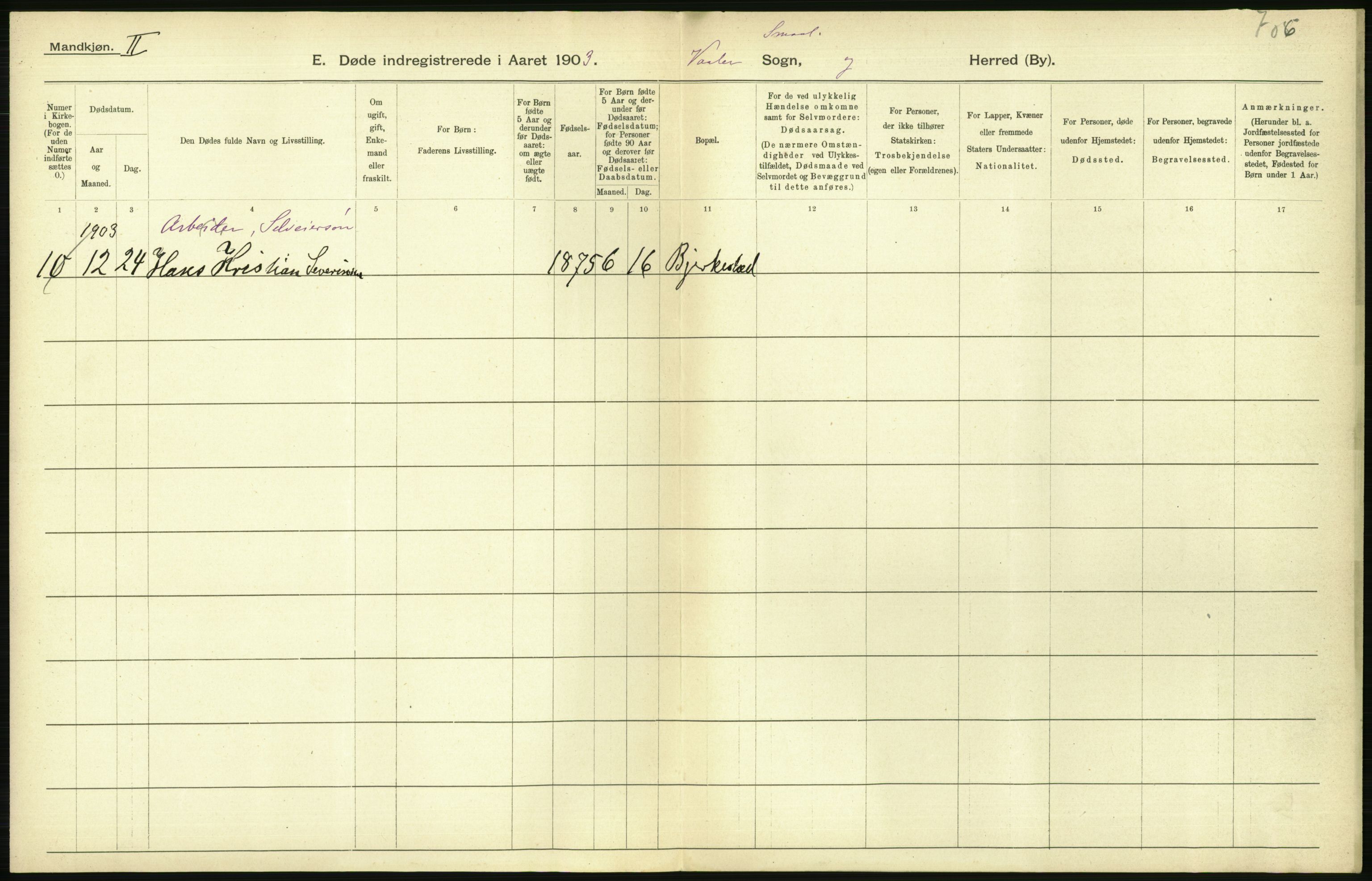 Statistisk sentralbyrå, Sosiodemografiske emner, Befolkning, AV/RA-S-2228/D/Df/Dfa/Dfaa/L0001: Smålenenes amt: Fødte, gifte, døde, 1903, p. 836