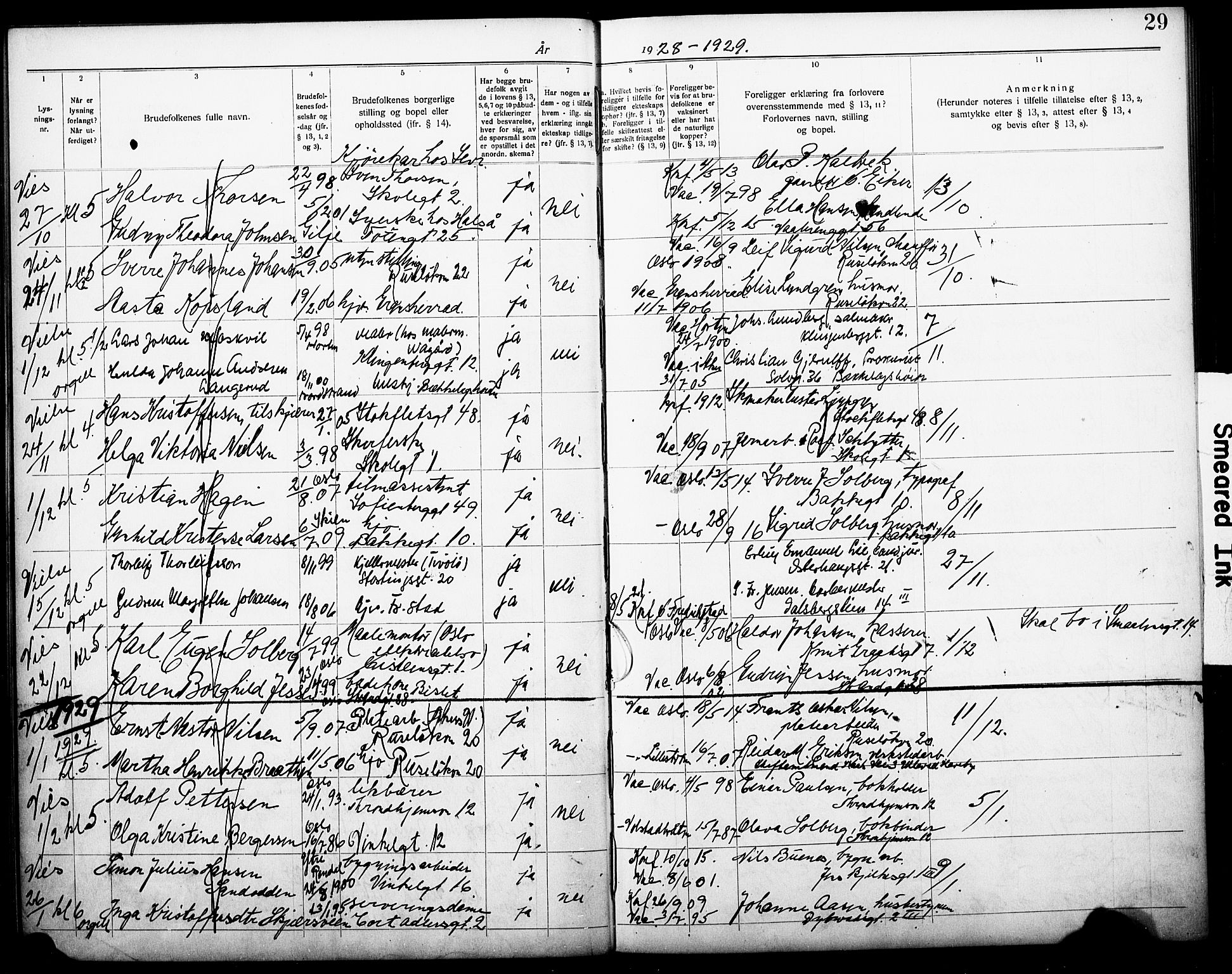 Piperviken prestekontor Kirkebøker, SAO/A-10874/H/L0001: Banns register no. 1, 1919-1930, p. 29