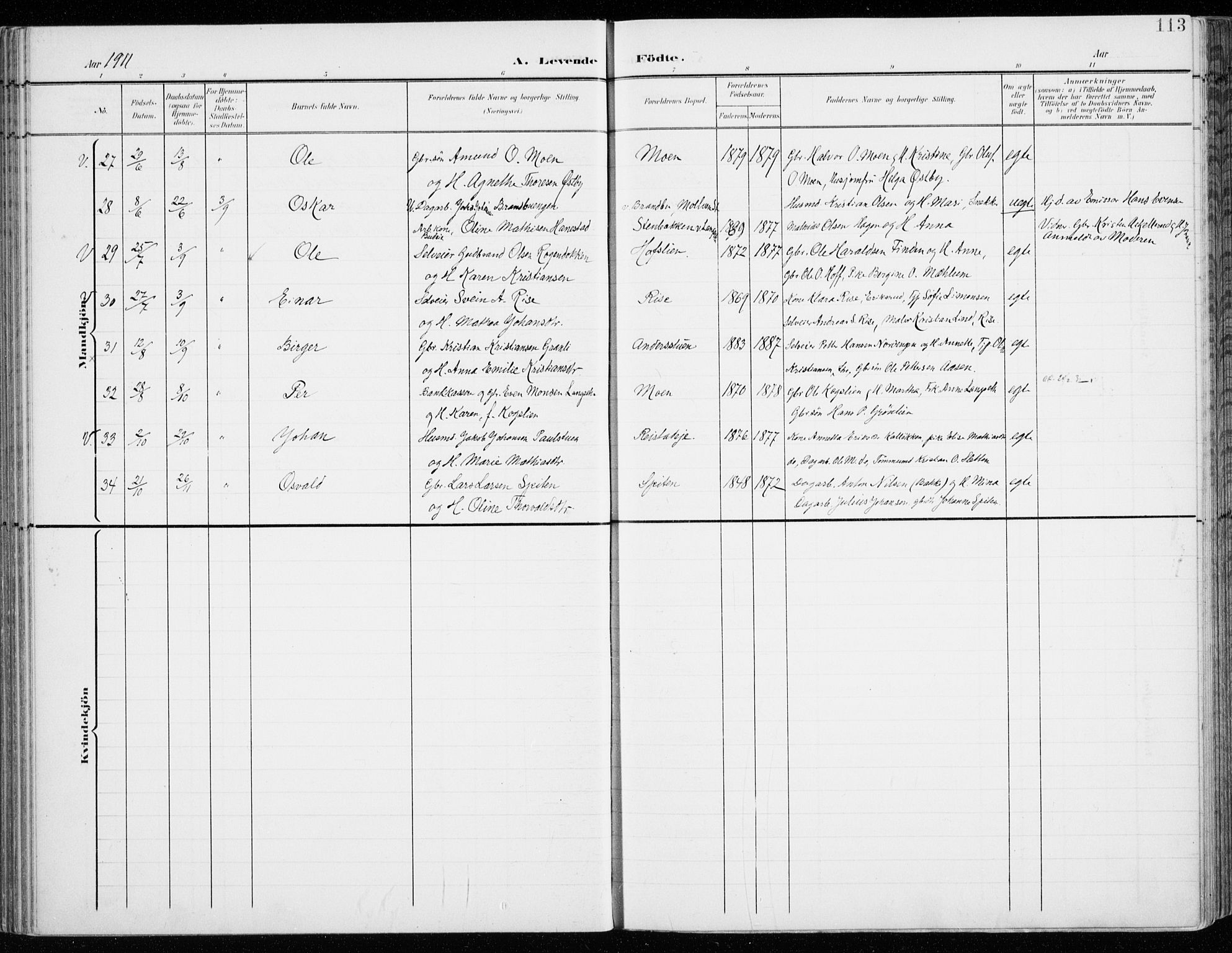 Fåberg prestekontor, SAH/PREST-086/H/Ha/Haa/L0011: Parish register (official) no. 11, 1899-1913, p. 113