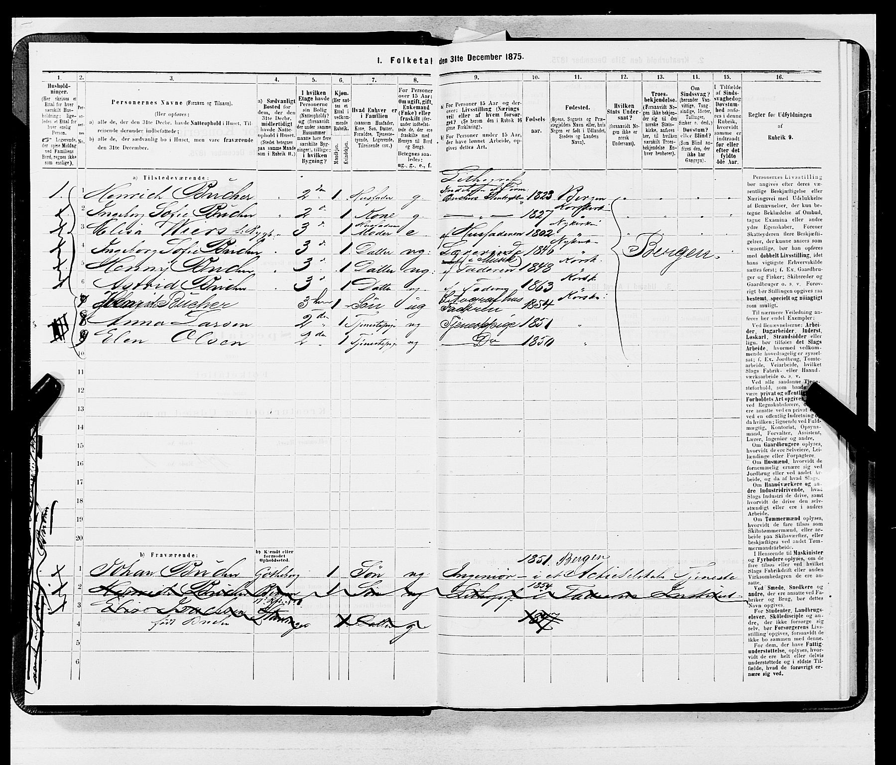 SAB, 1875 census for 1301 Bergen, 1875, p. 3749