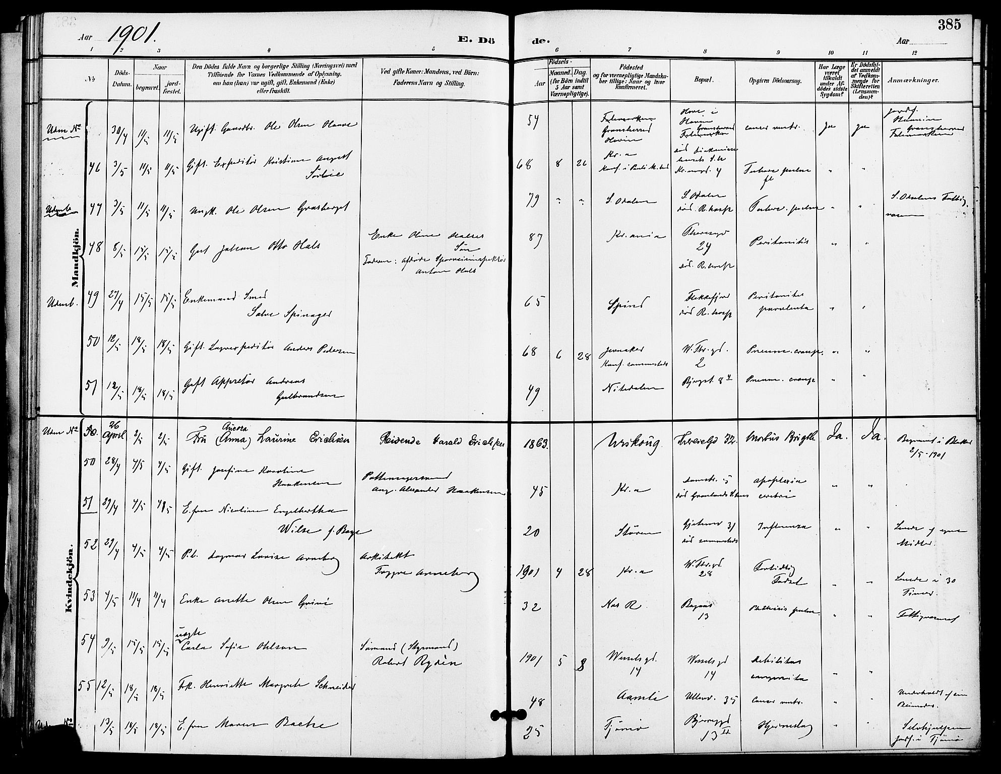 Gamle Aker prestekontor Kirkebøker, SAO/A-10617a/F/L0011: Parish register (official) no. 11, 1896-1901, p. 385