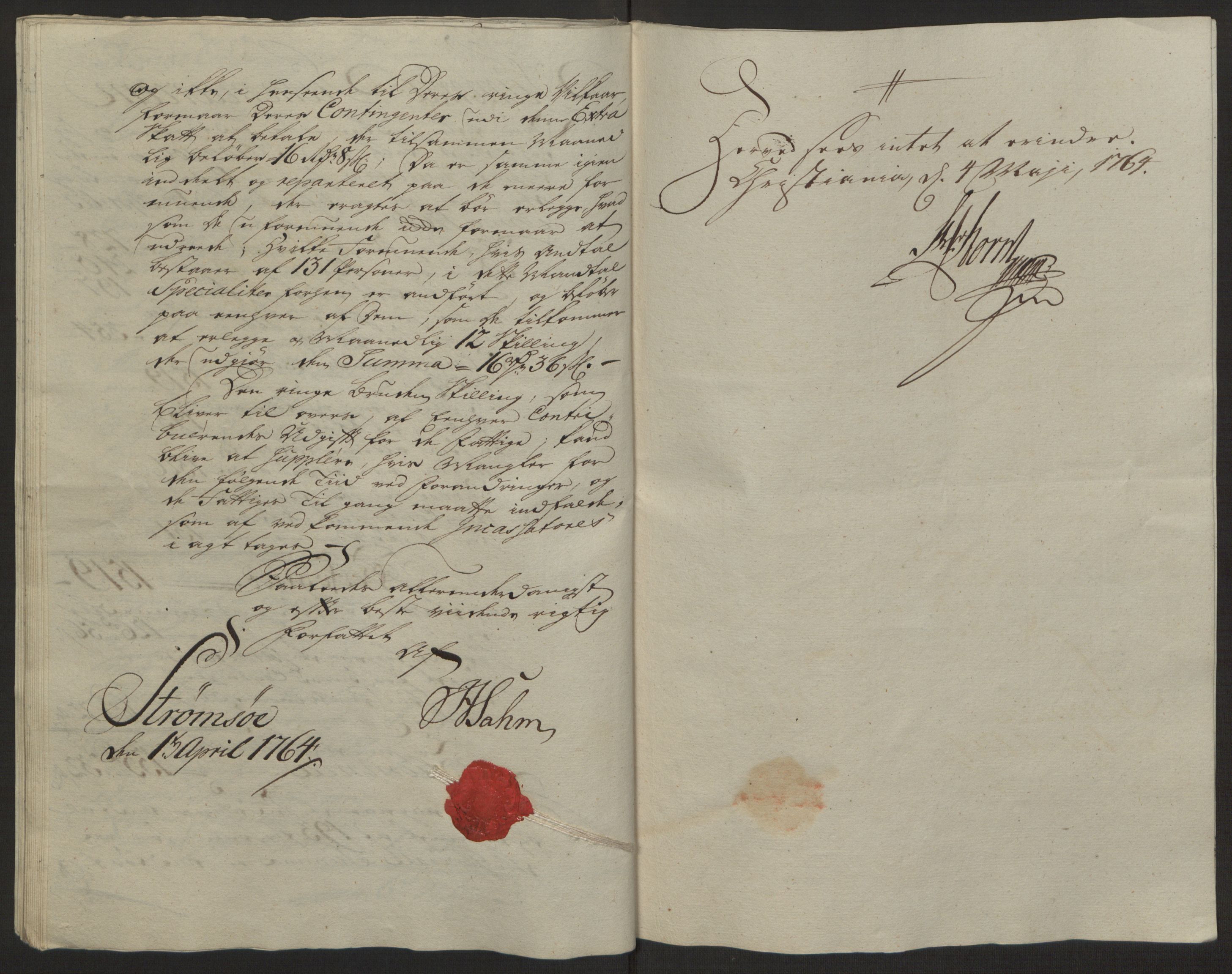 Rentekammeret inntil 1814, Reviderte regnskaper, Byregnskaper, AV/RA-EA-4066/R/Rg/L0144/0001: [G4] Kontribusjonsregnskap / Ekstraskatt, 1762-1767, p. 260