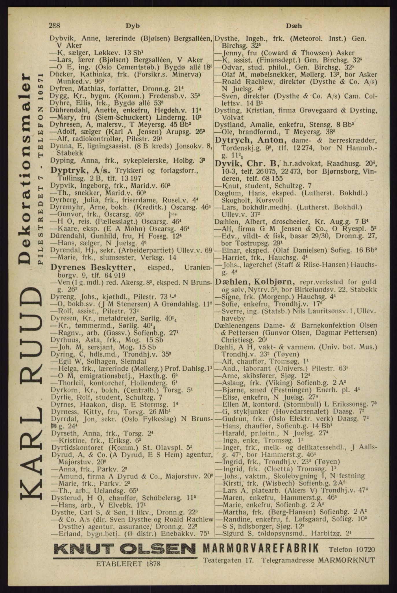 Kristiania/Oslo adressebok, PUBL/-, 1929, p. 288