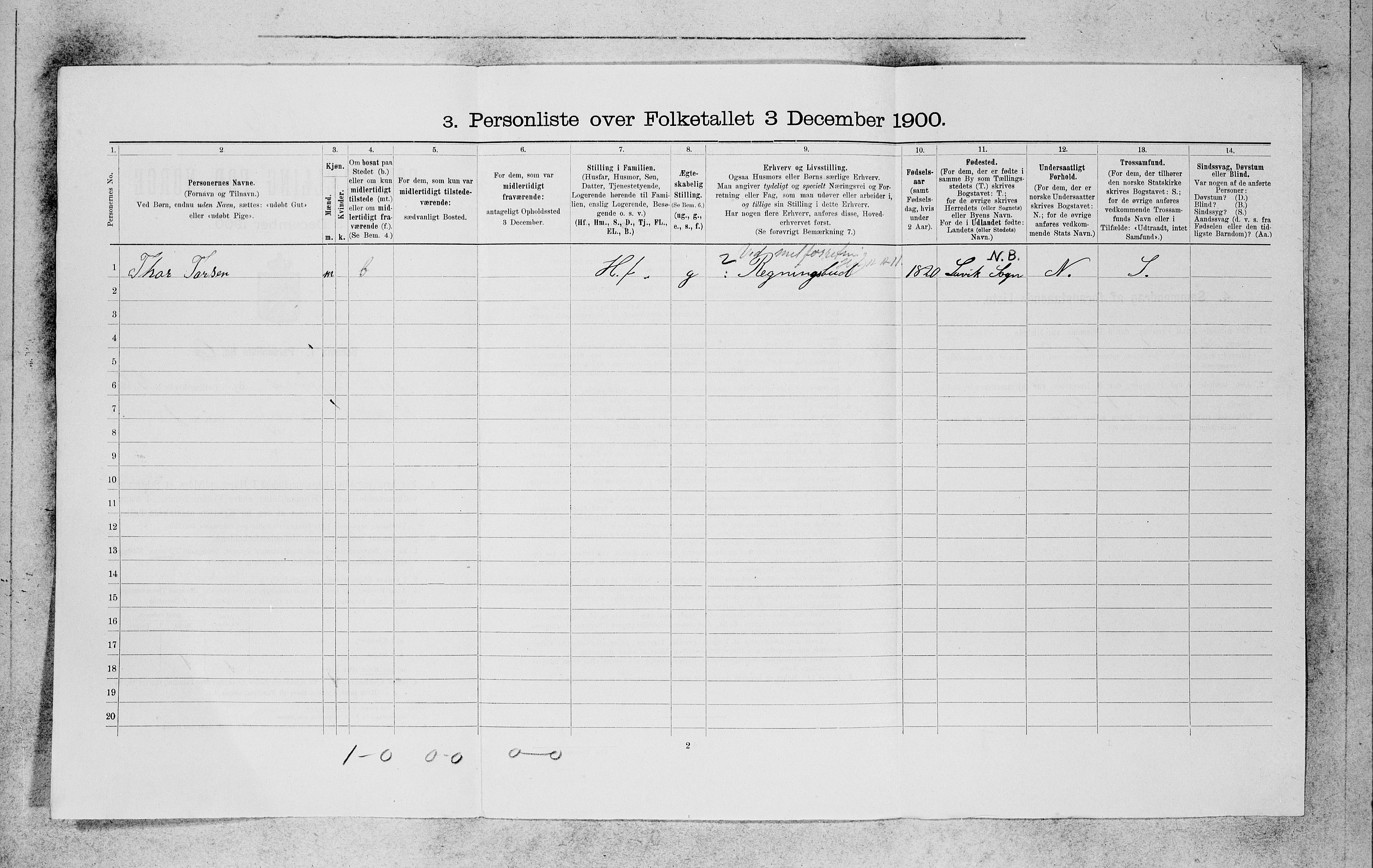 SAB, 1900 census for Bergen, 1900, p. 11352