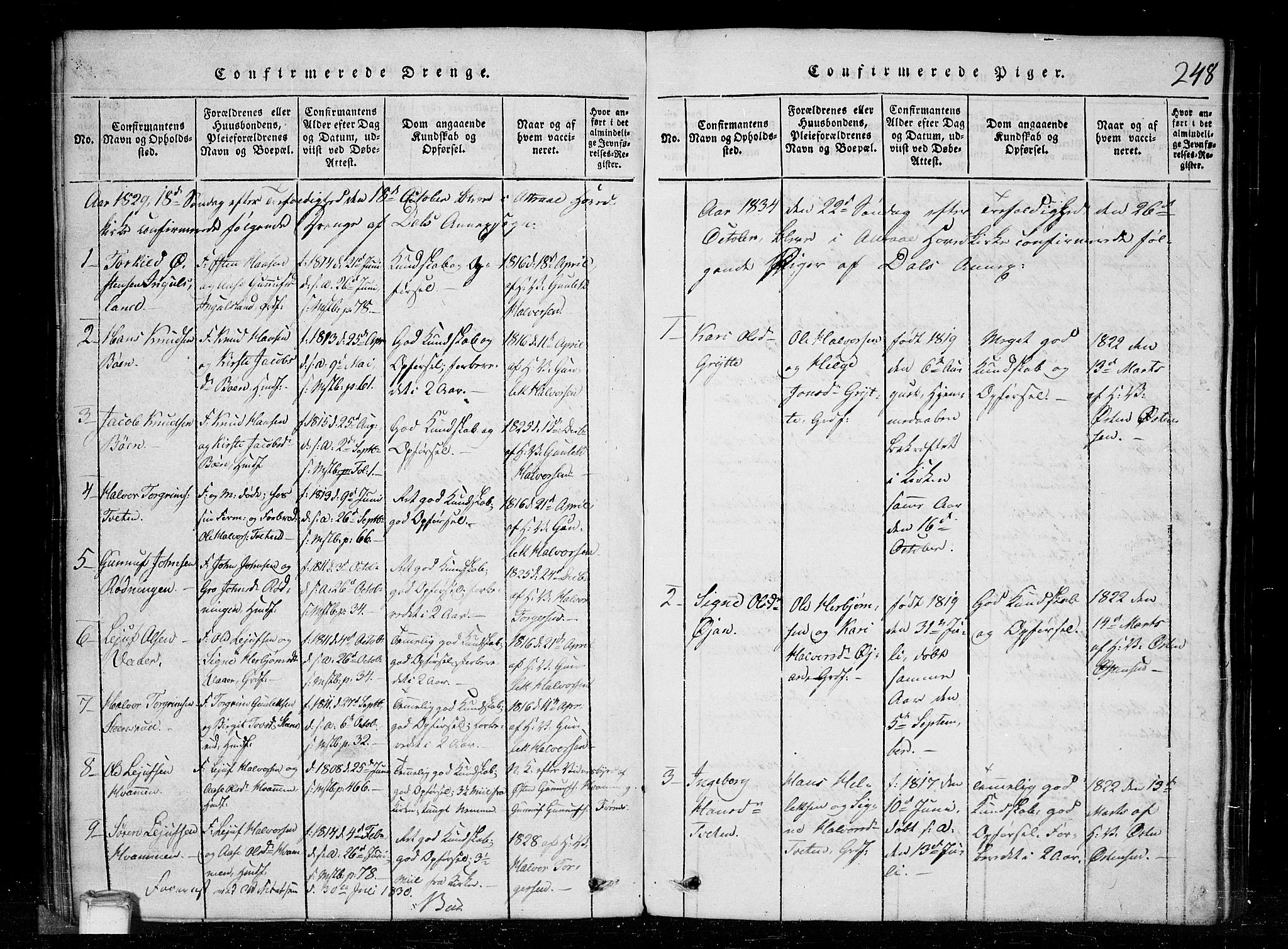 Tinn kirkebøker, SAKO/A-308/G/Gc/L0001: Parish register (copy) no. III 1, 1815-1879, p. 248