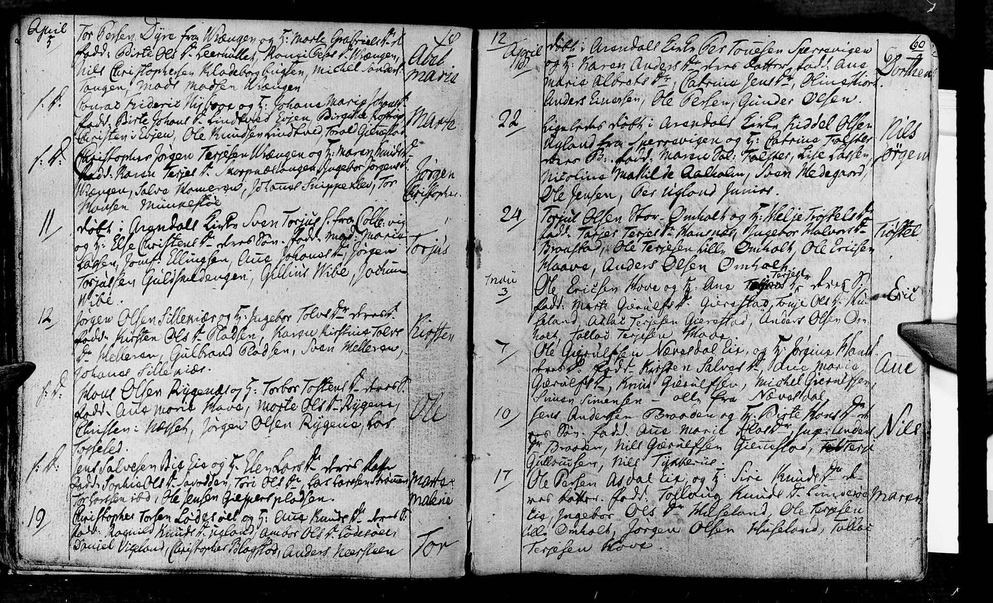 Øyestad sokneprestkontor, AV/SAK-1111-0049/F/Fa/L0011: Parish register (official) no. A 11, 1805-1824, p. 60