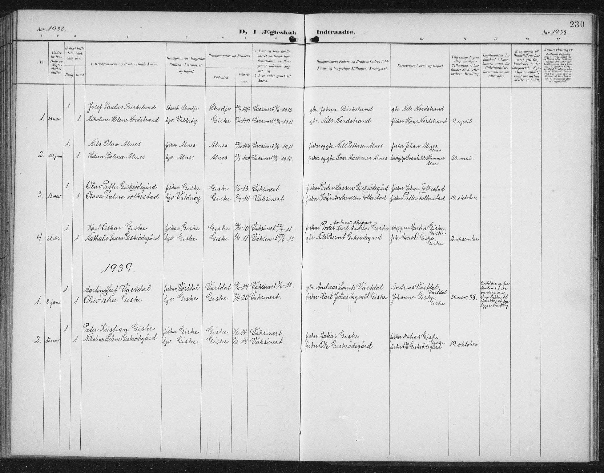 Ministerialprotokoller, klokkerbøker og fødselsregistre - Møre og Romsdal, AV/SAT-A-1454/534/L0489: Parish register (copy) no. 534C01, 1899-1941, p. 230