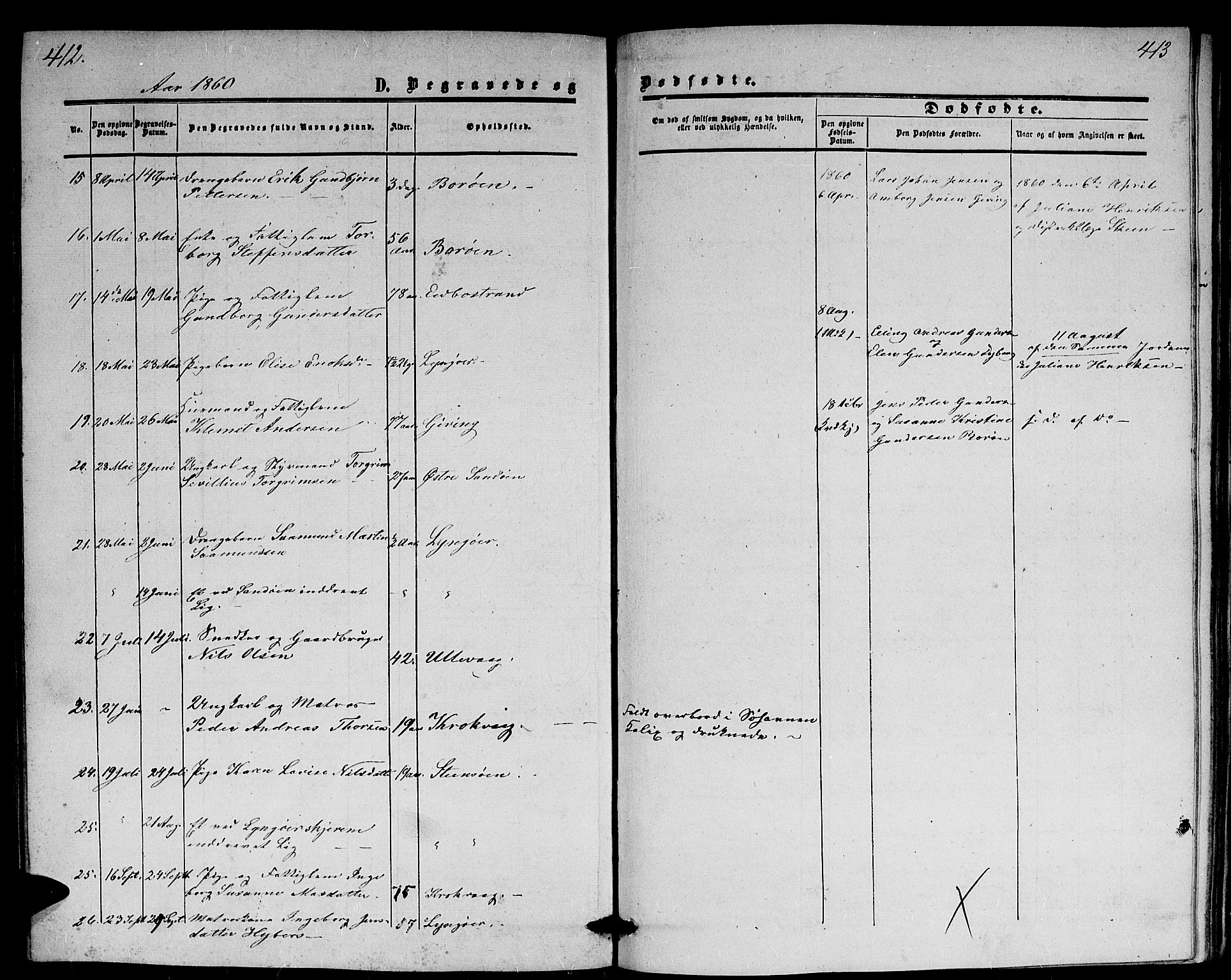 Dypvåg sokneprestkontor, AV/SAK-1111-0007/F/Fb/Fba/L0011: Parish register (copy) no. B 11, 1857-1872, p. 412-413