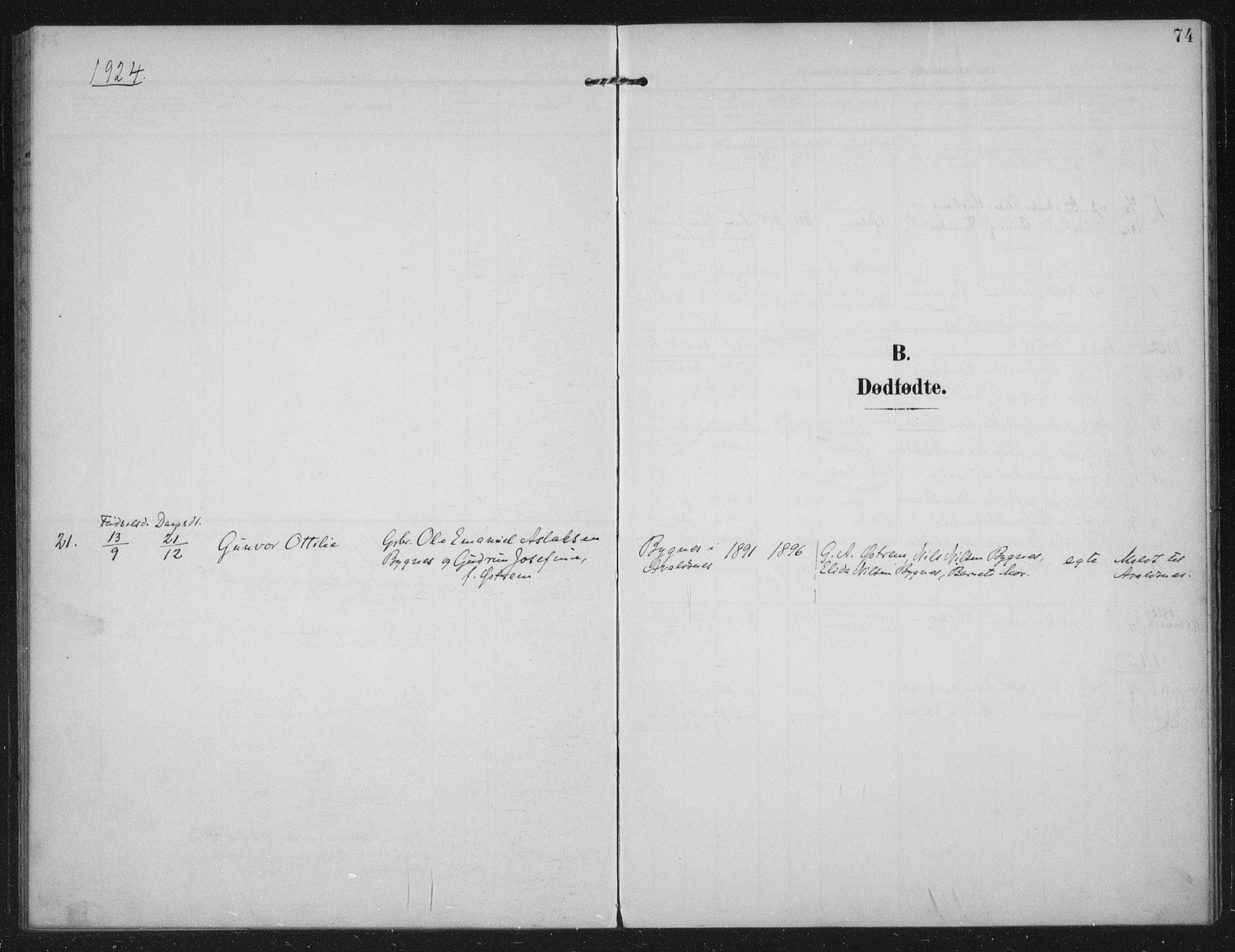 Kopervik sokneprestkontor, AV/SAST-A-101850/H/Ha/Haa/L0003: Parish register (official) no. A 3, 1906-1924, p. 74