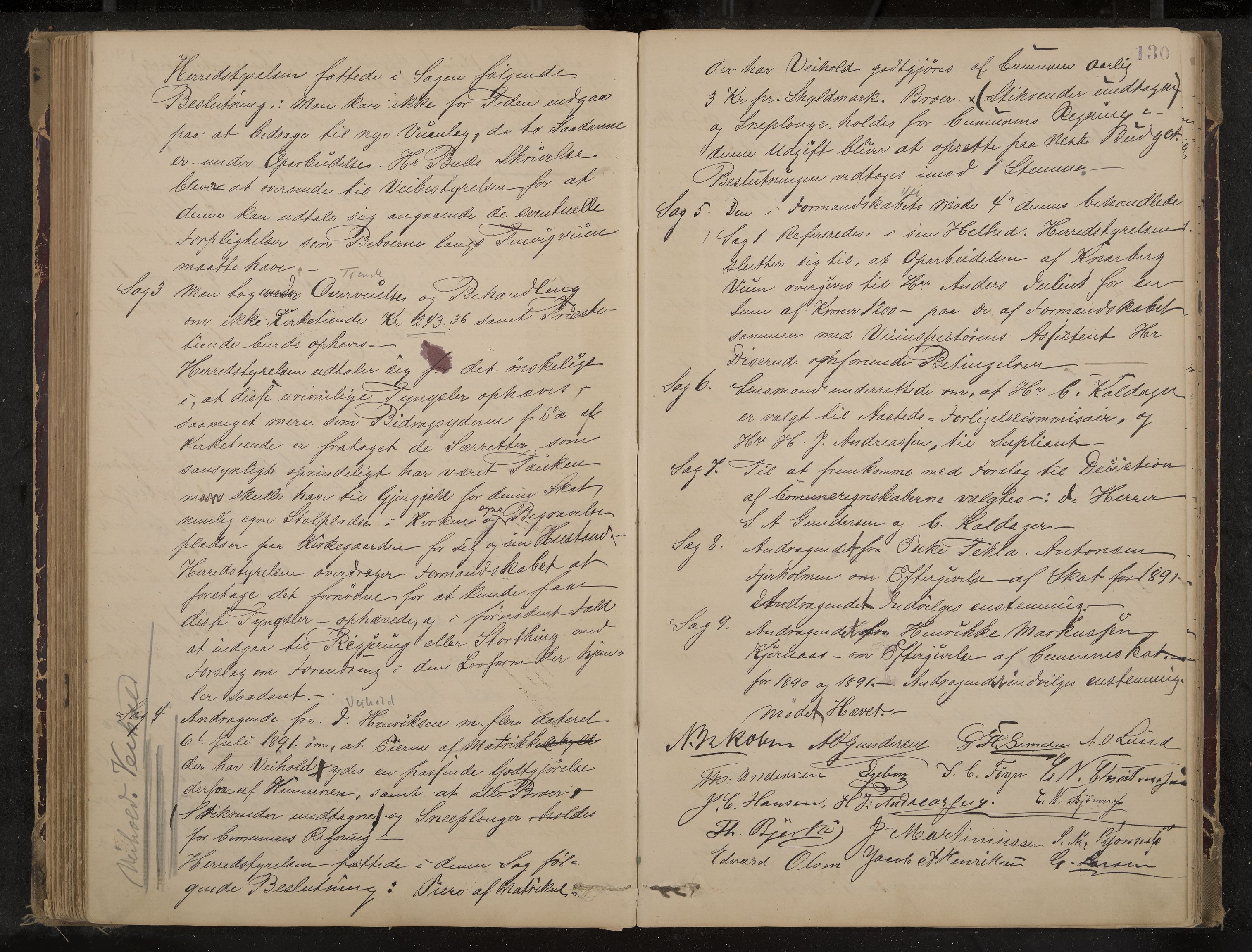 Nøtterøy formannskap og sentraladministrasjon, IKAK/0722021-1/A/Aa/L0004: Møtebok, 1887-1896, p. 130