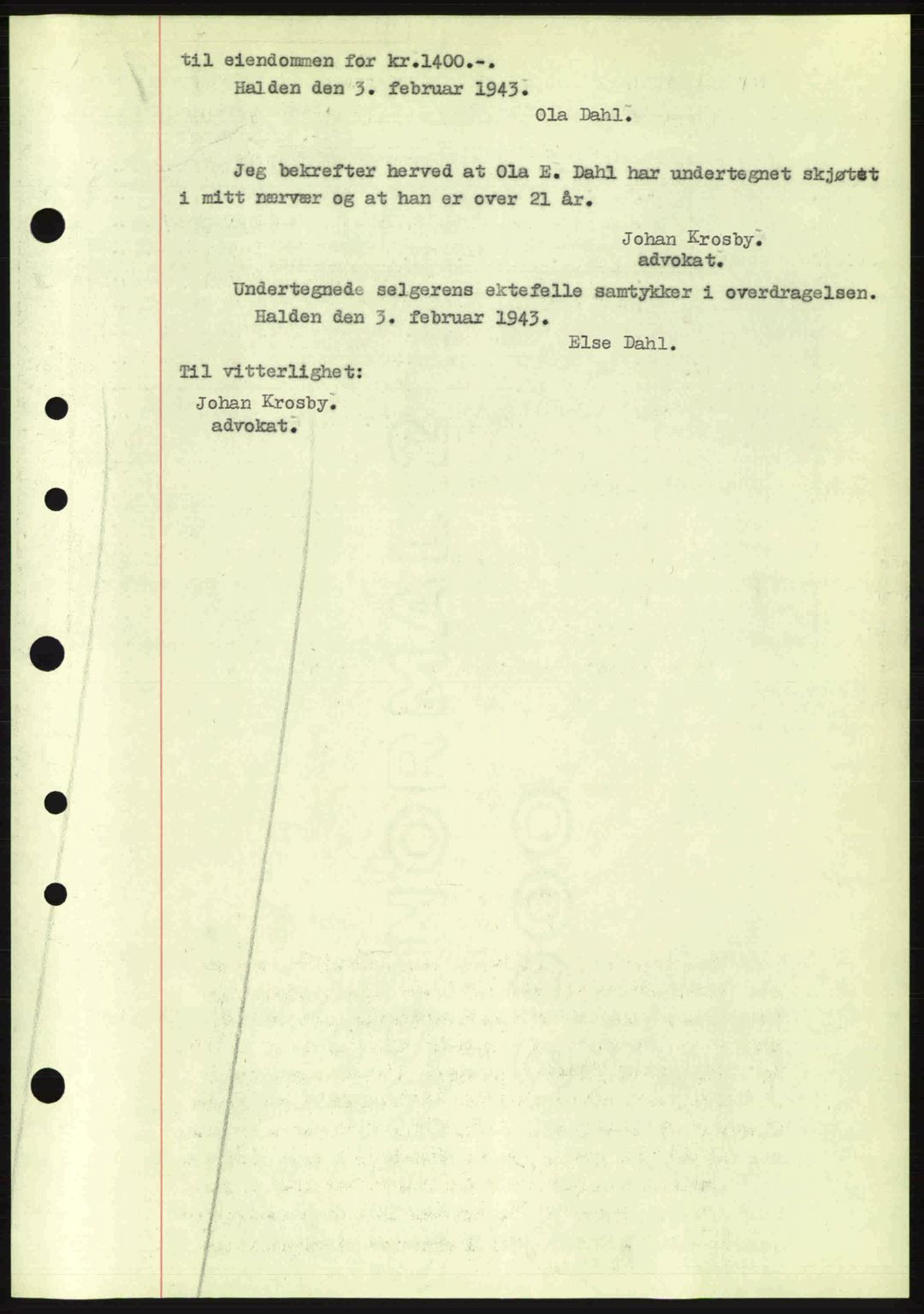 Idd og Marker sorenskriveri, AV/SAO-A-10283/G/Gb/Gbb/L0005: Mortgage book no. A5, 1941-1943, Diary no: : 126/1943