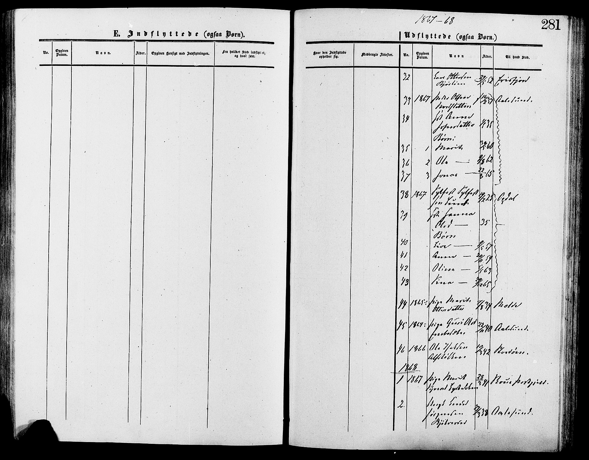 Lesja prestekontor, SAH/PREST-068/H/Ha/Haa/L0009: Parish register (official) no. 9, 1854-1889, p. 281