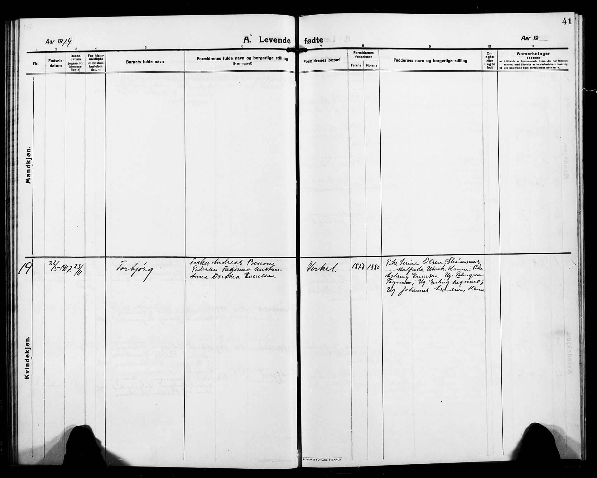 Berg sokneprestkontor, AV/SATØ-S-1318/G/Ga/Gab/L0006klokker: Parish register (copy) no. 6, 1912-1921, p. 41