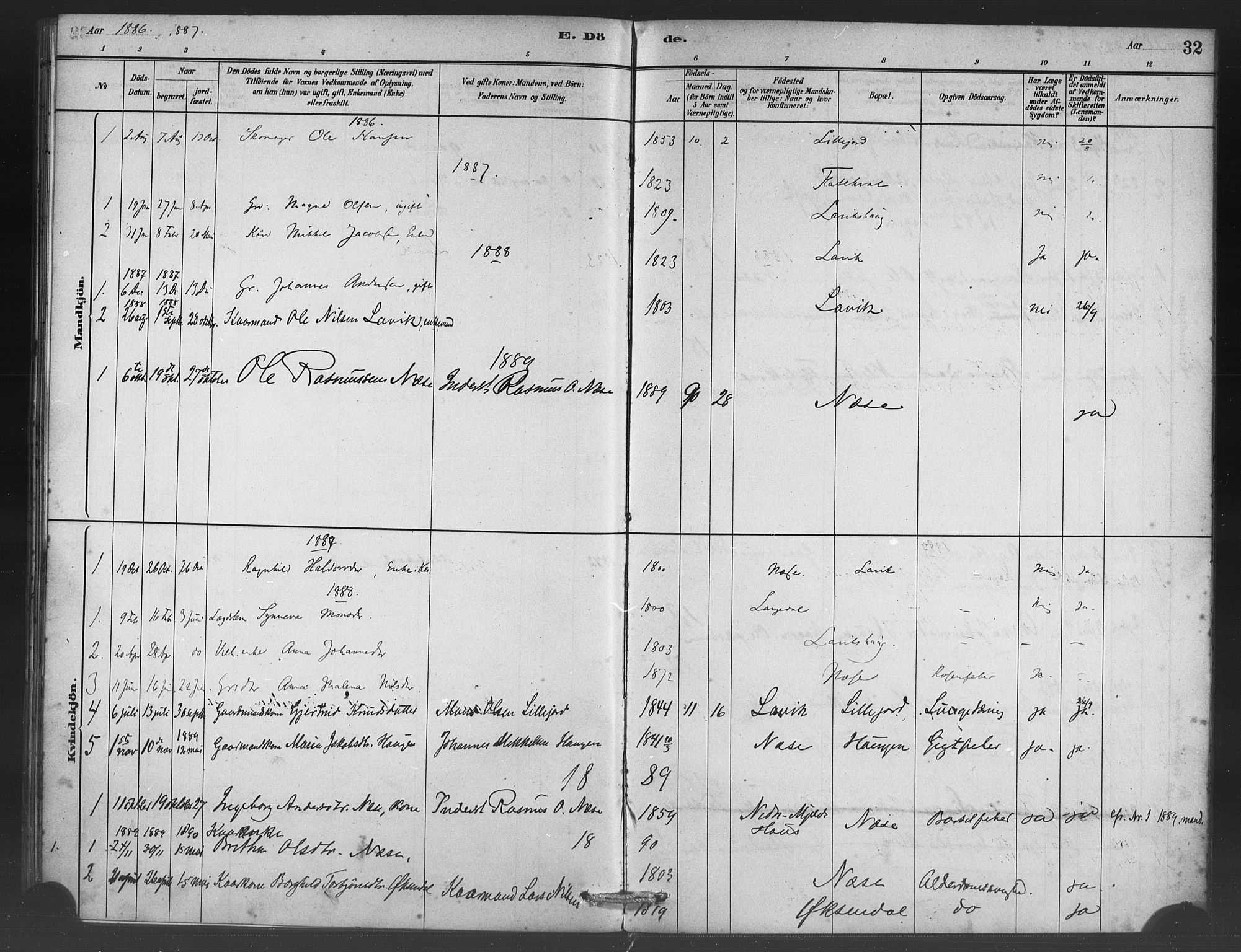 Vaksdal Sokneprestembete, SAB/A-78901/H/Haa: Parish register (official) no. C 1, 1881-1900, p. 32
