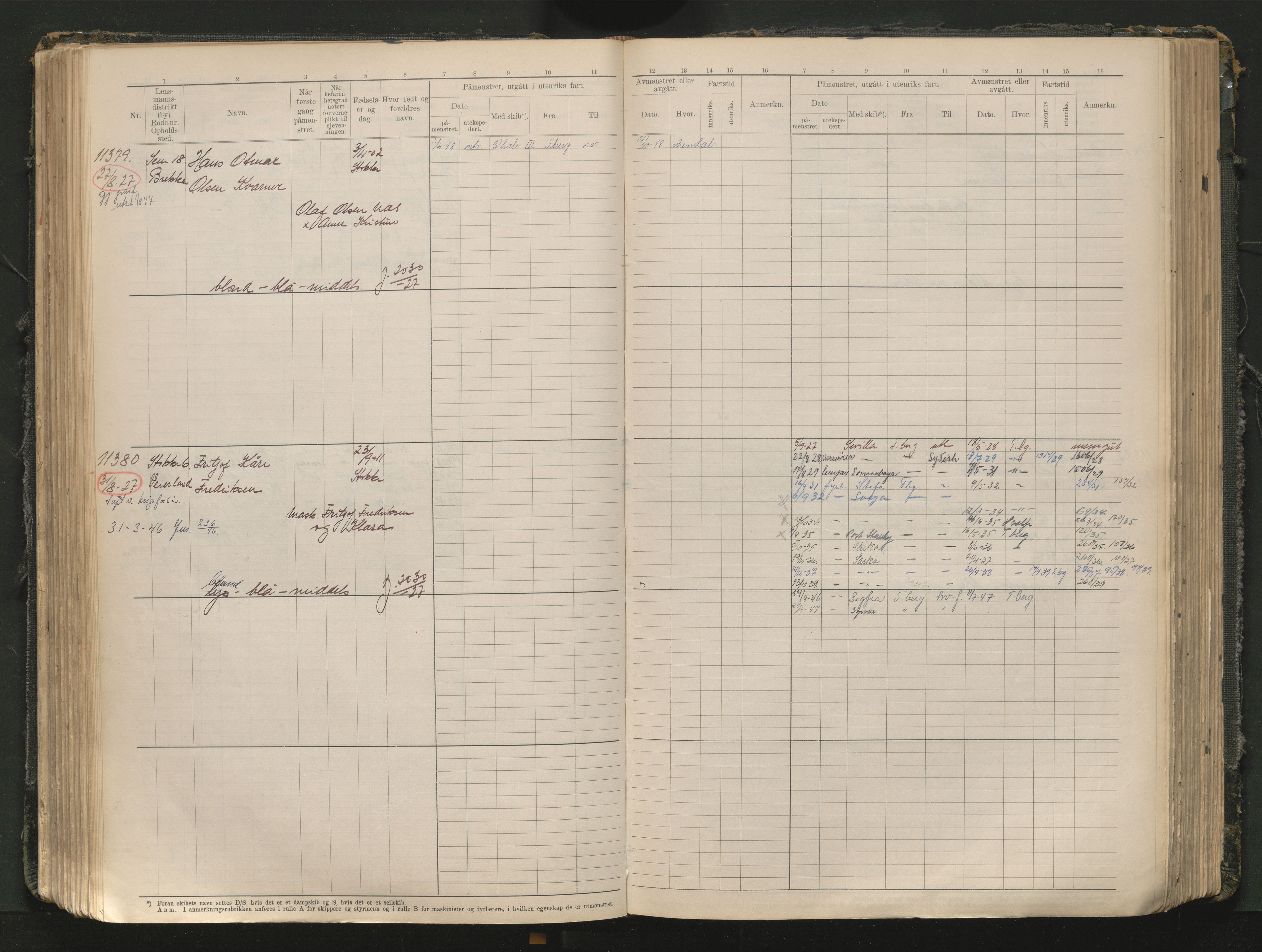 Tønsberg innrulleringskontor, AV/SAKO-A-786/F/Fc/Fcb/L0012: Hovedrulle Patent nr. 10828-12216, 1925-1948