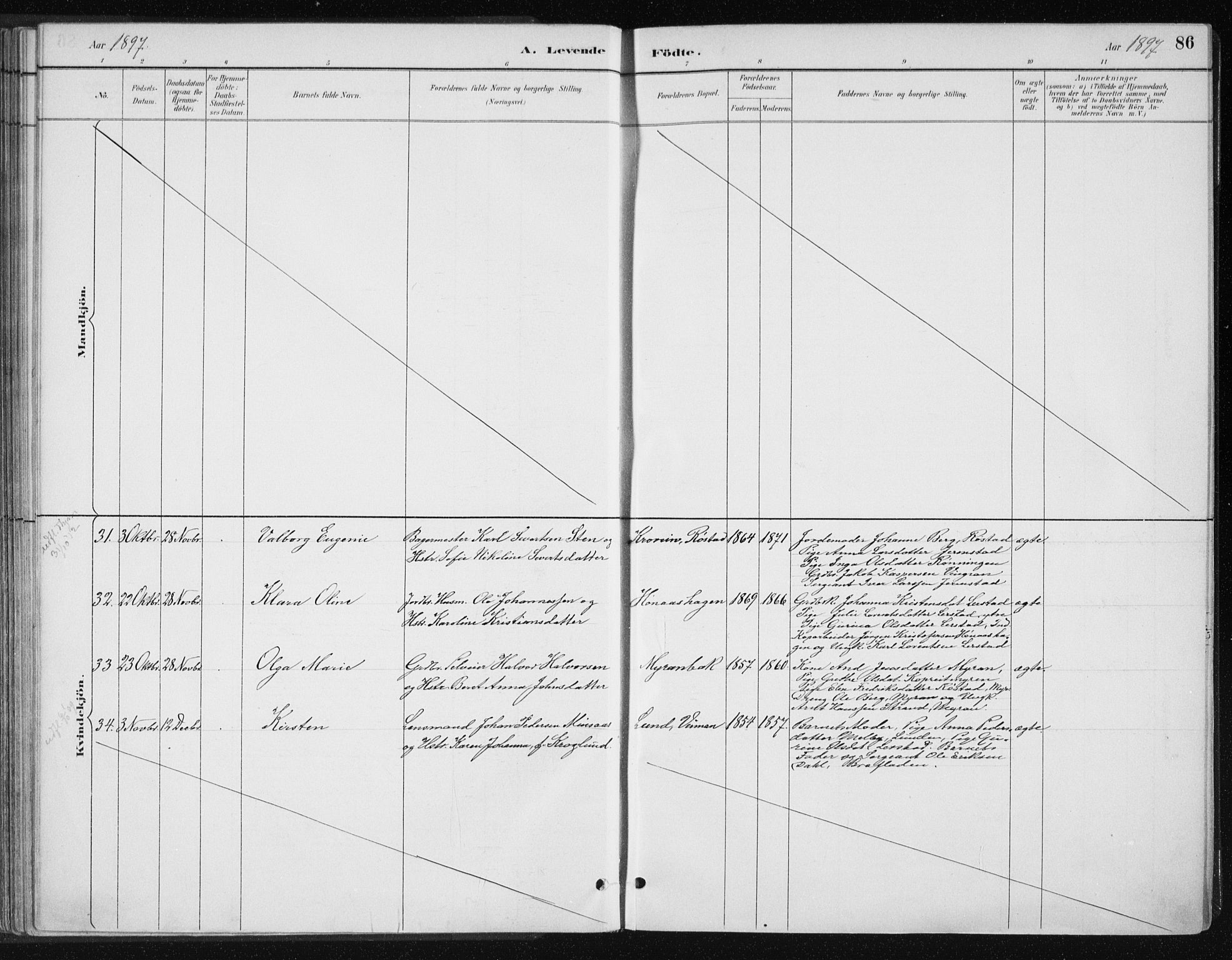 Ministerialprotokoller, klokkerbøker og fødselsregistre - Nord-Trøndelag, SAT/A-1458/701/L0010: Parish register (official) no. 701A10, 1883-1899, p. 86