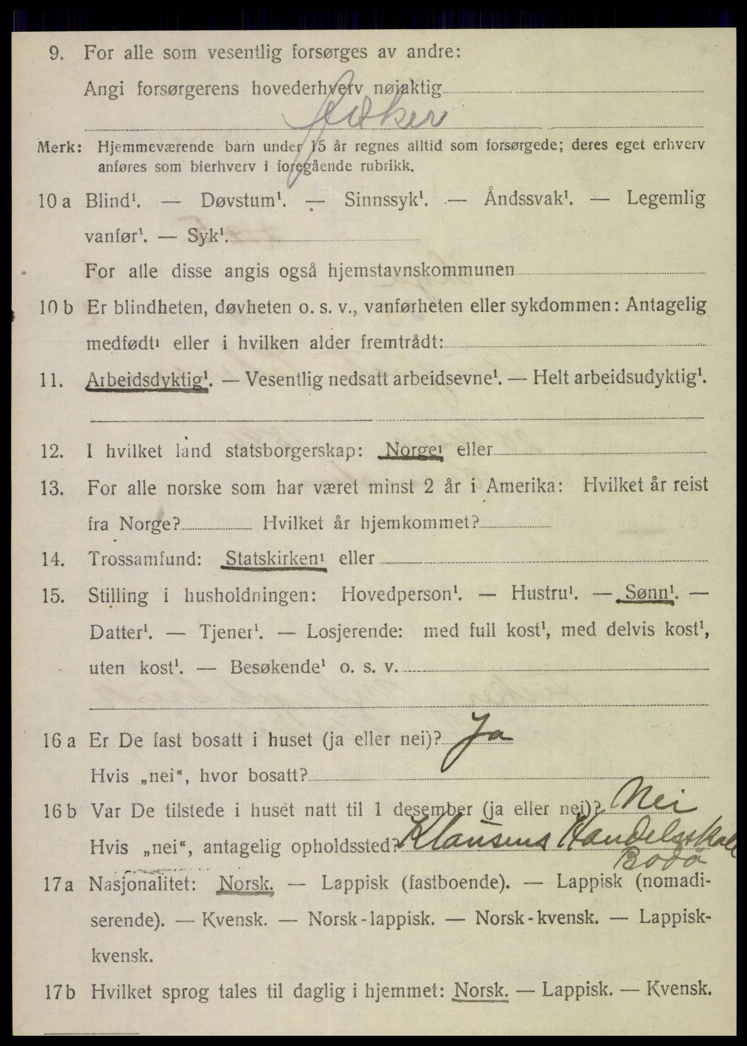 SAT, 1920 census for Vega, 1920, p. 3396