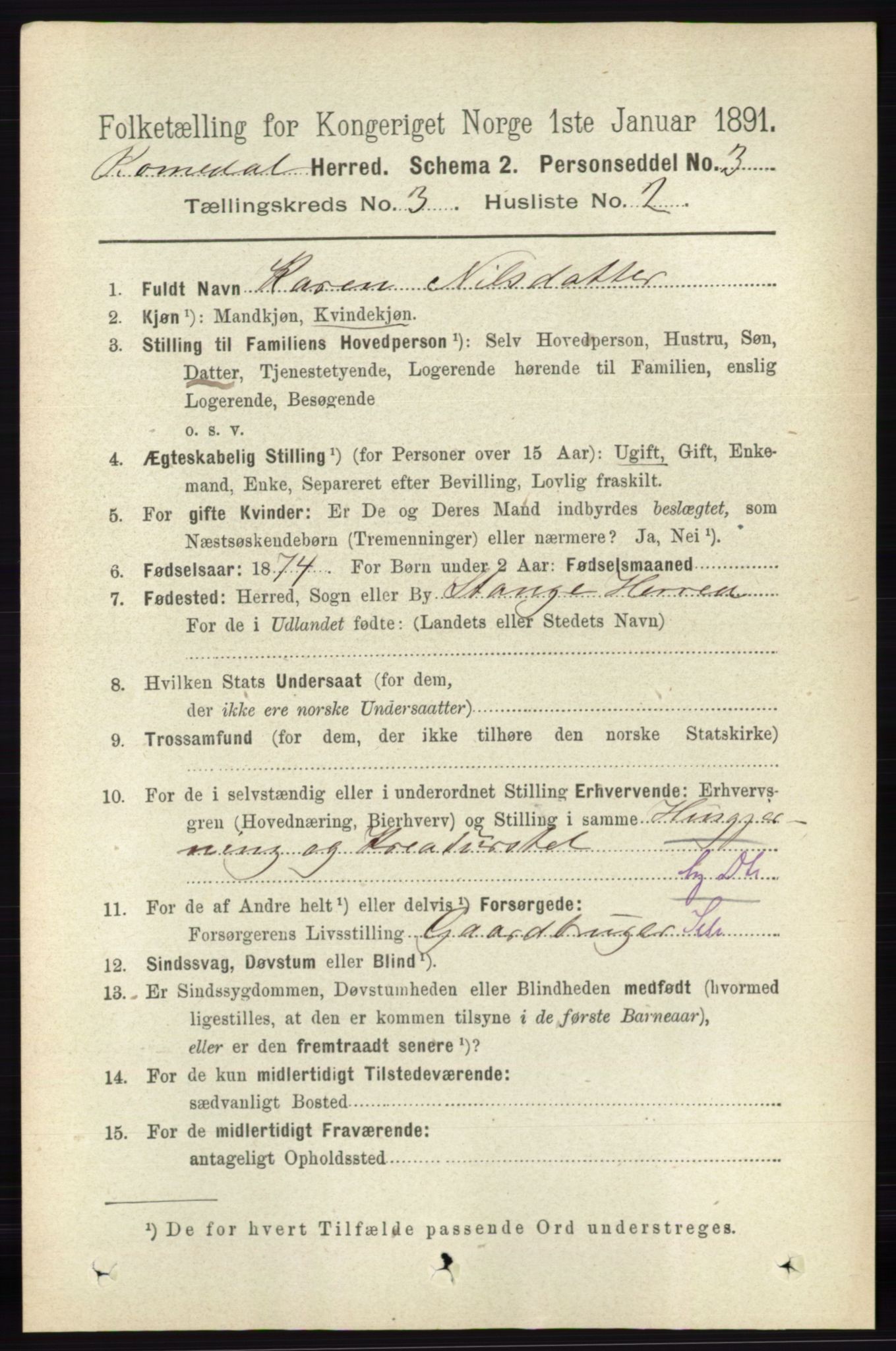 RA, 1891 census for 0416 Romedal, 1891, p. 1428