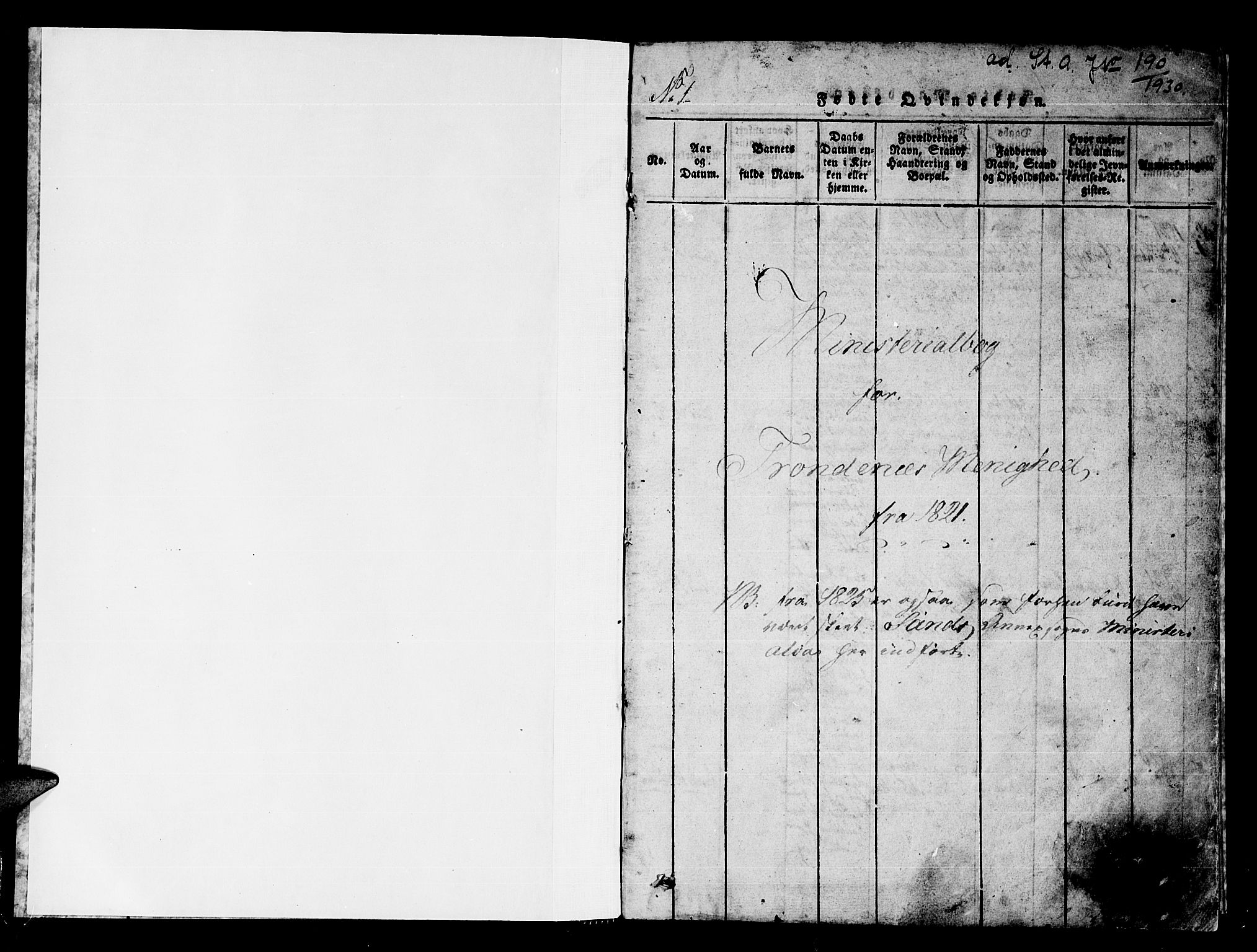 Trondenes sokneprestkontor, AV/SATØ-S-1319/H/Ha/L0006kirke: Parish register (official) no. 6, 1821-1827, p. 0-1