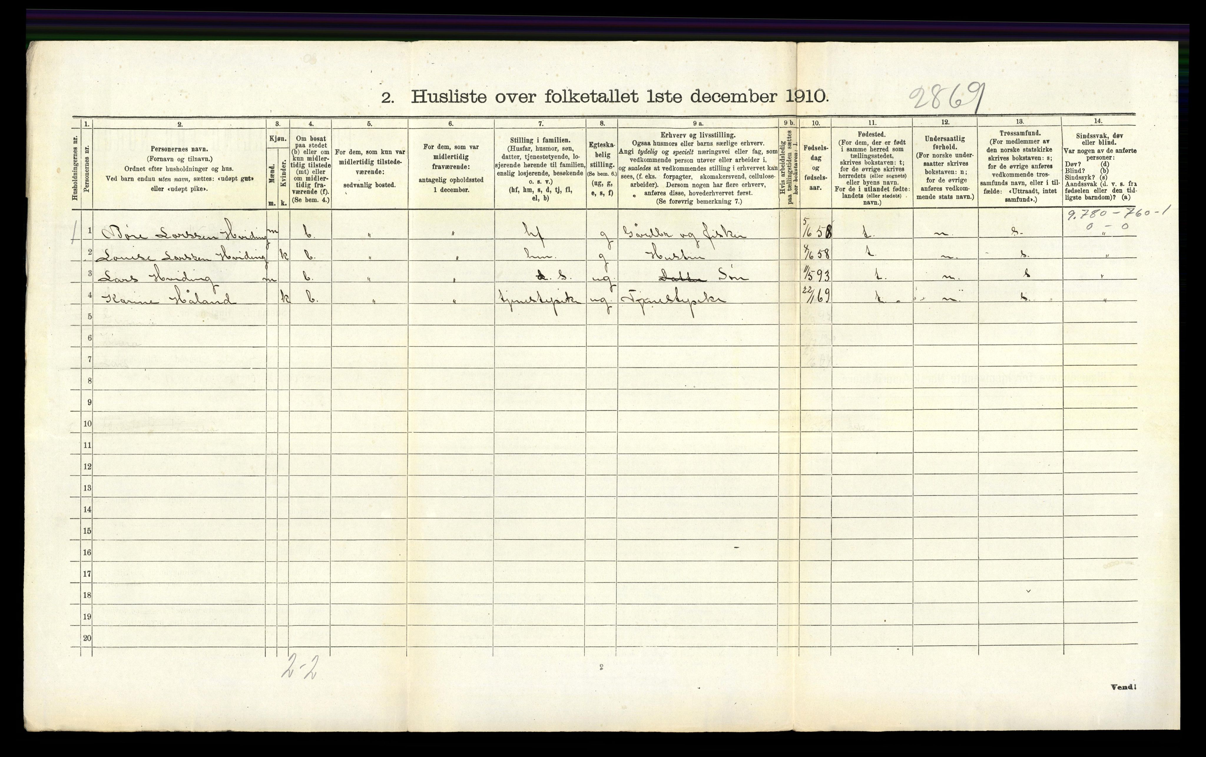 RA, 1910 census for Mosterøy, 1910, p. 282