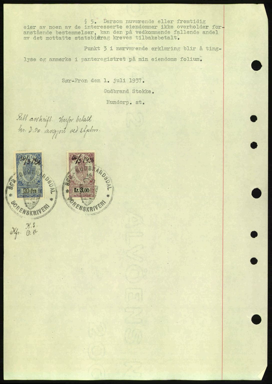 Sør-Gudbrandsdal tingrett, SAH/TING-004/H/Hb/Hbe/L0001: Mortgage book no. B1, 1936-1939, Diary no: : 348/1938