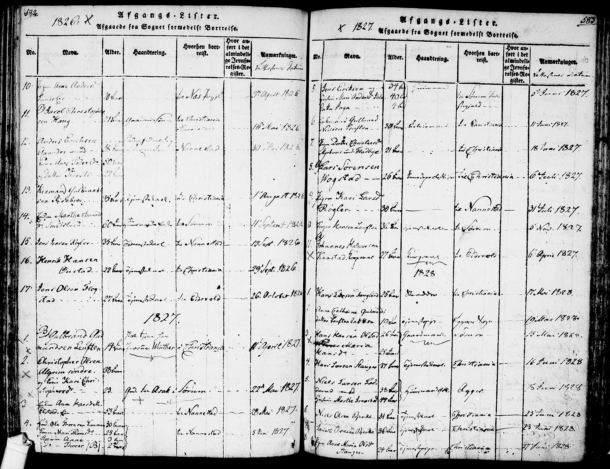 Ullensaker prestekontor Kirkebøker, AV/SAO-A-10236a/F/Fa/L0013: Parish register (official) no. I 13, 1815-1835, p. 582-583