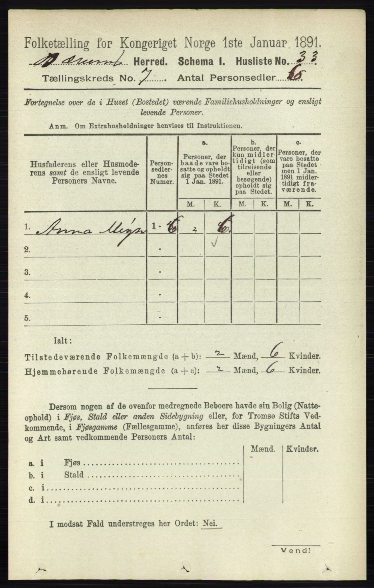 RA, 1891 census for 0219 Bærum, 1891, p. 4070