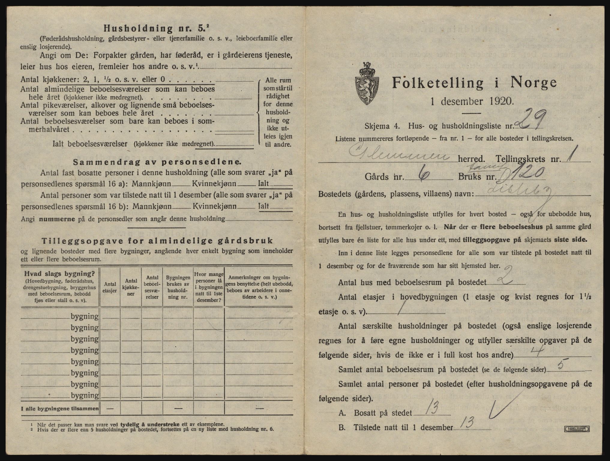 SAO, 1920 census for Glemmen, 1920, p. 119