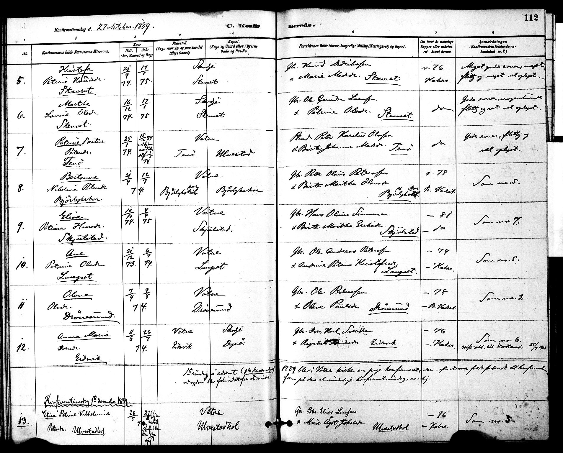 Ministerialprotokoller, klokkerbøker og fødselsregistre - Møre og Romsdal, SAT/A-1454/525/L0374: Parish register (official) no. 525A04, 1880-1899, p. 112