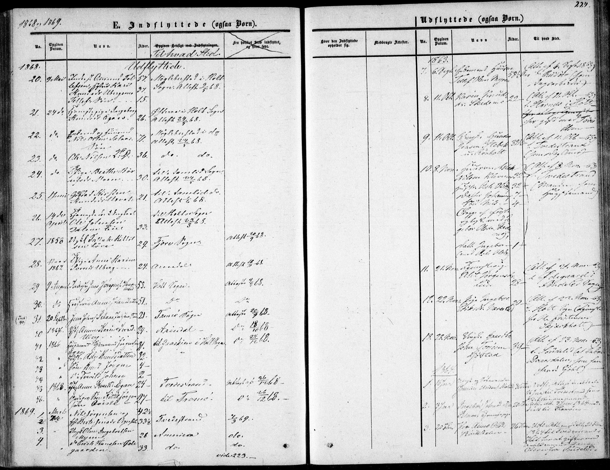 Gjerstad sokneprestkontor, AV/SAK-1111-0014/F/Fa/Fab/L0003: Parish register (official) no. A 3, 1853-1878, p. 224