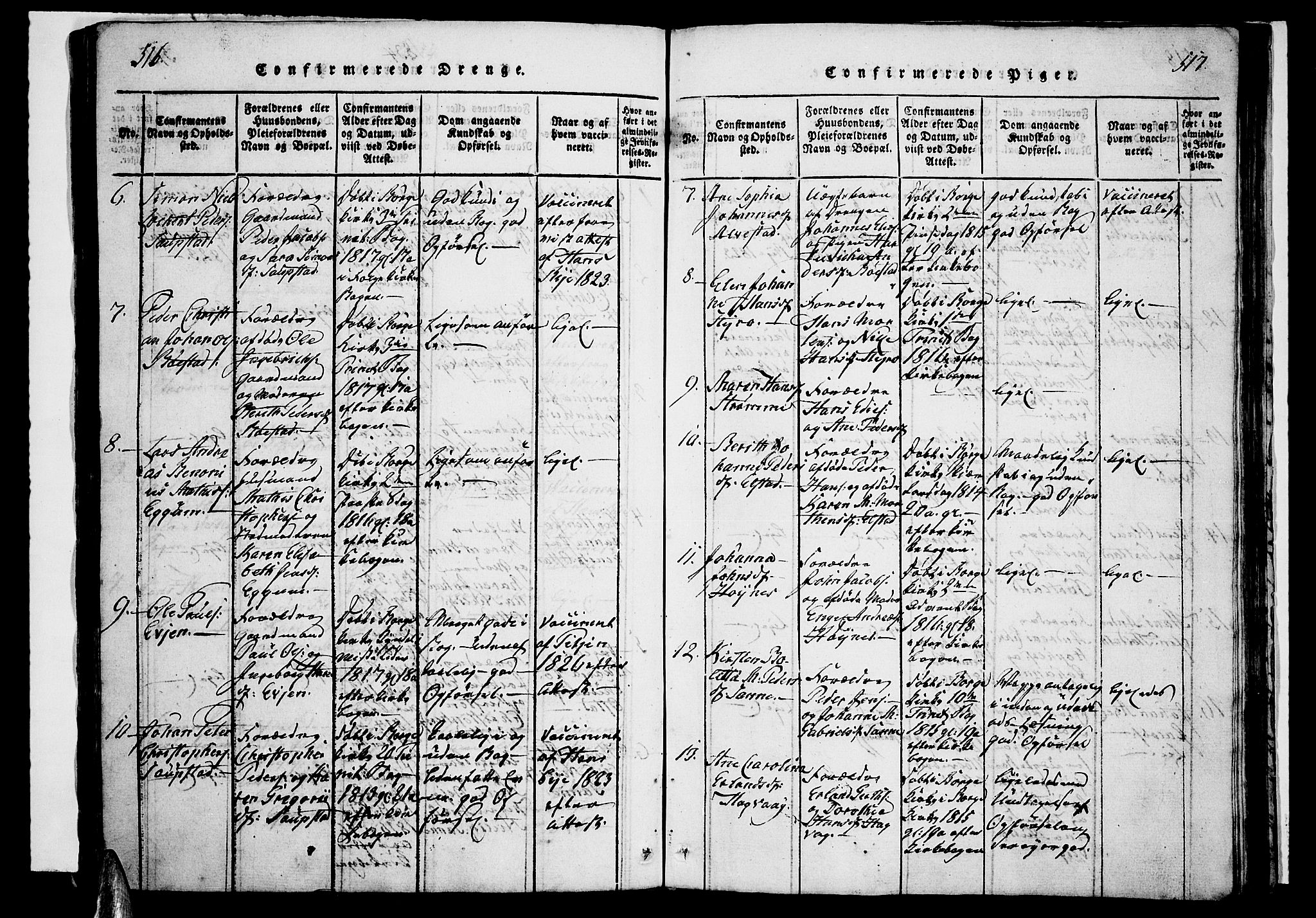 Ministerialprotokoller, klokkerbøker og fødselsregistre - Nordland, AV/SAT-A-1459/880/L1130: Parish register (official) no. 880A04, 1821-1843, p. 516-517