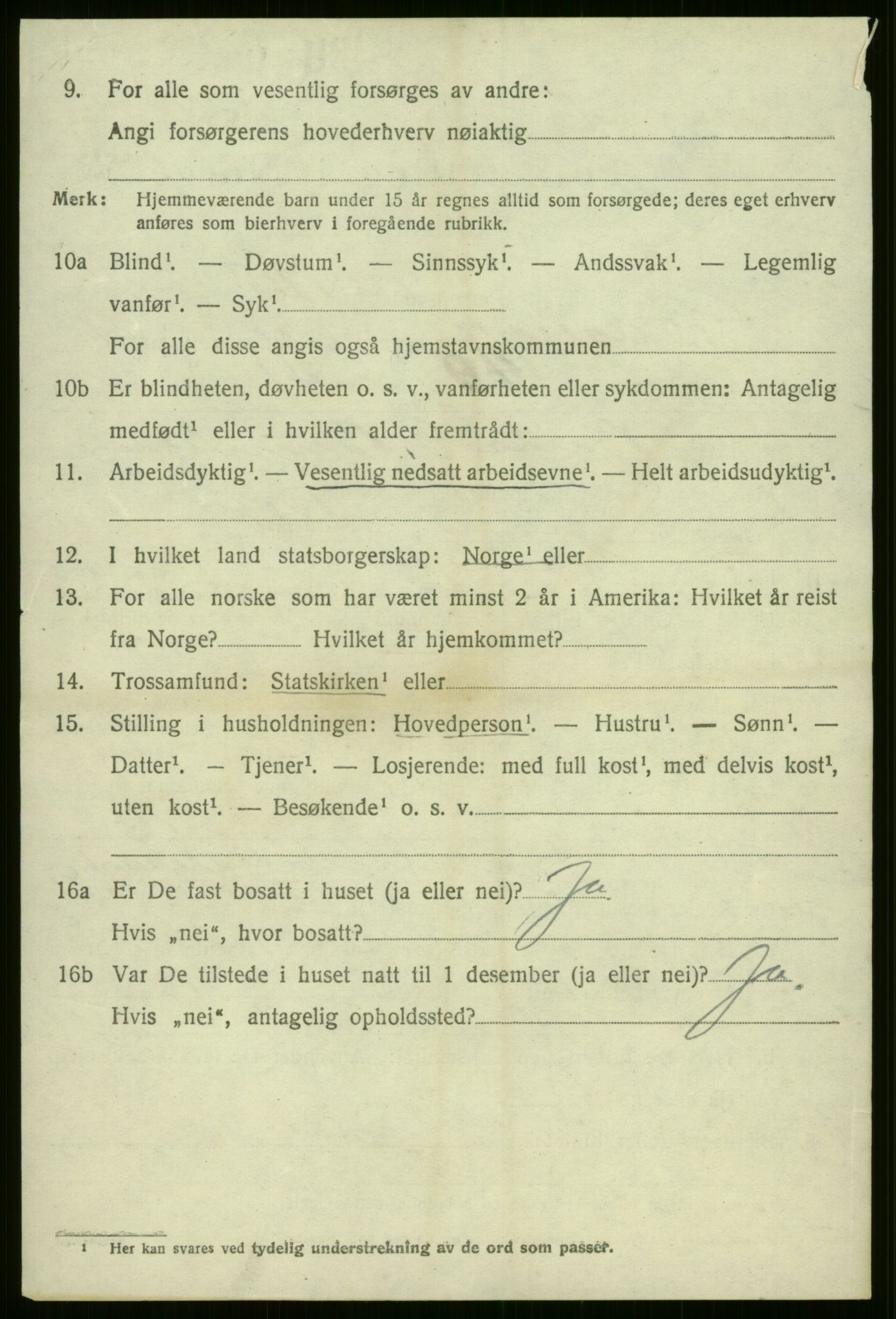 SAB, 1920 census for Evanger, 1920, p. 3022