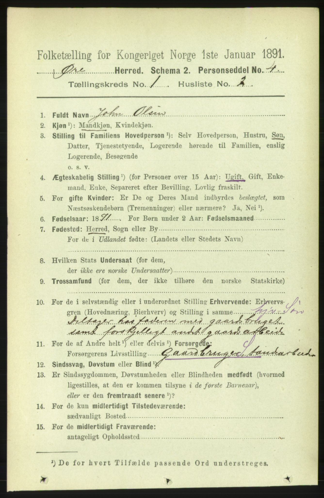 RA, 1891 census for 1558 Øre, 1891, p. 78