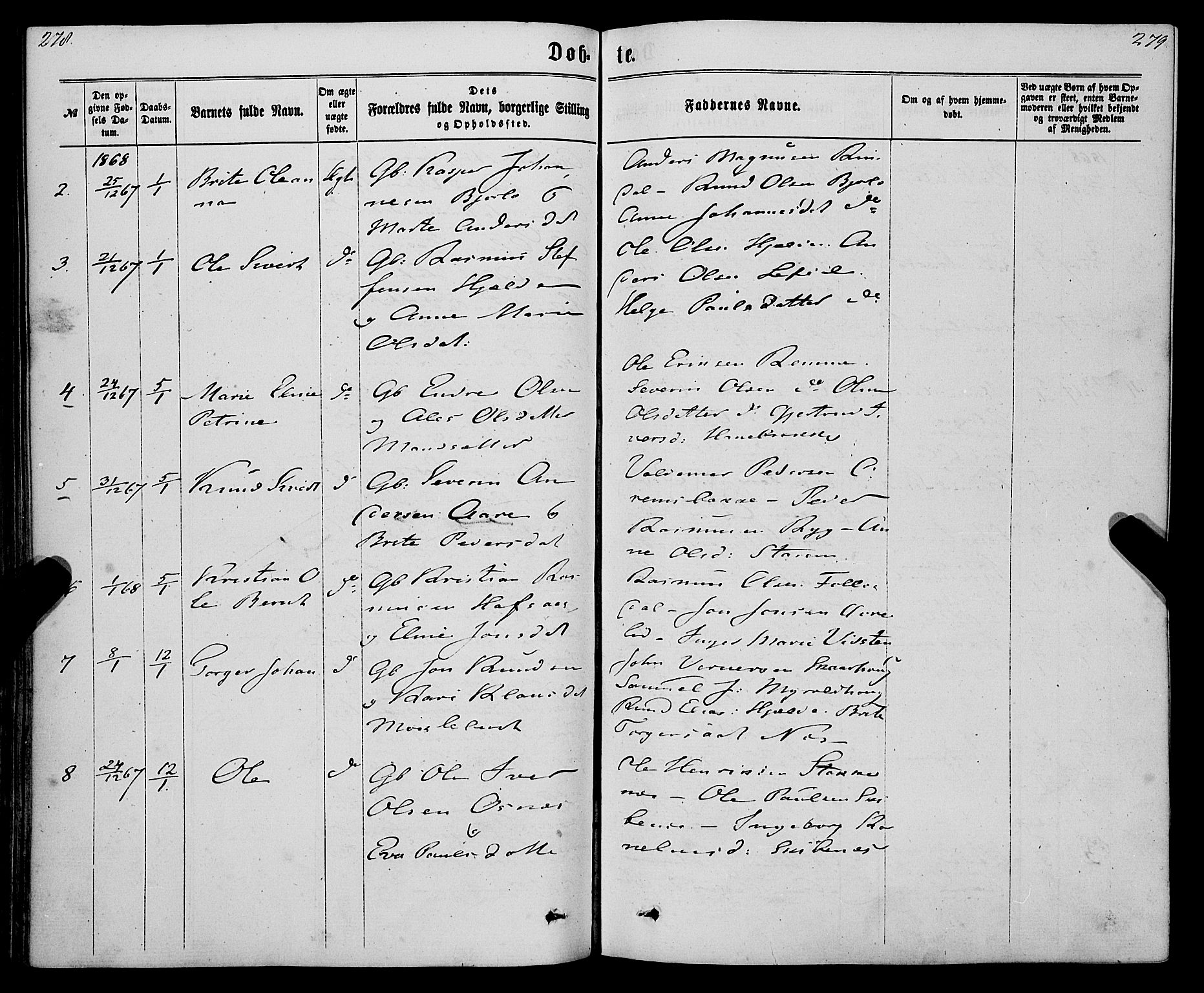 Eid sokneprestembete, AV/SAB-A-82301/H/Haa/Haaa/L0009: Parish register (official) no. A 9, 1861-1868, p. 278-279